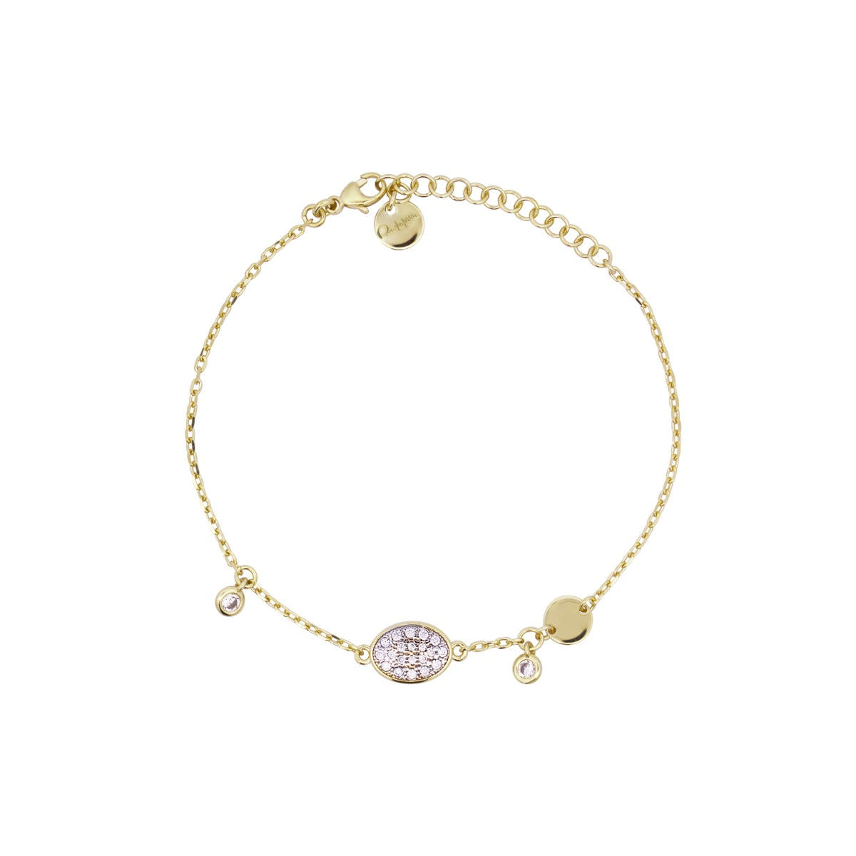 Small pavè oval pendant chain and bezel bracelet - SHAPES