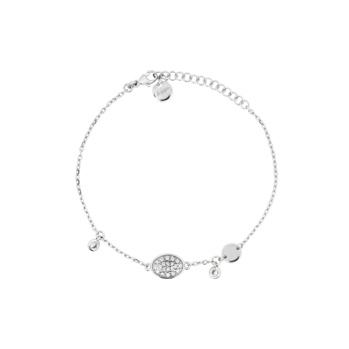 Bracelets - Small pavè oval pendant chain and bezel bracelet - SHAPES - 2 | Rue des Mille