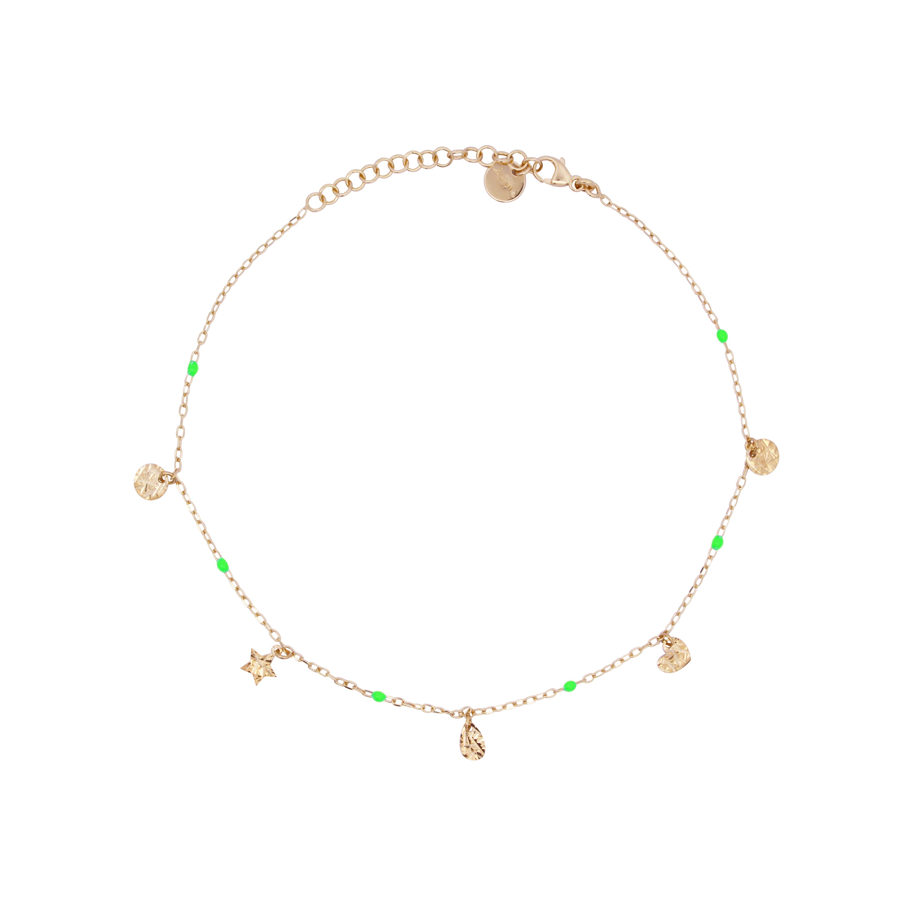 Cavigliere - Cavigliera charms e dettaglio smalto verde - Anklets Mania - 1 | Rue des Mille