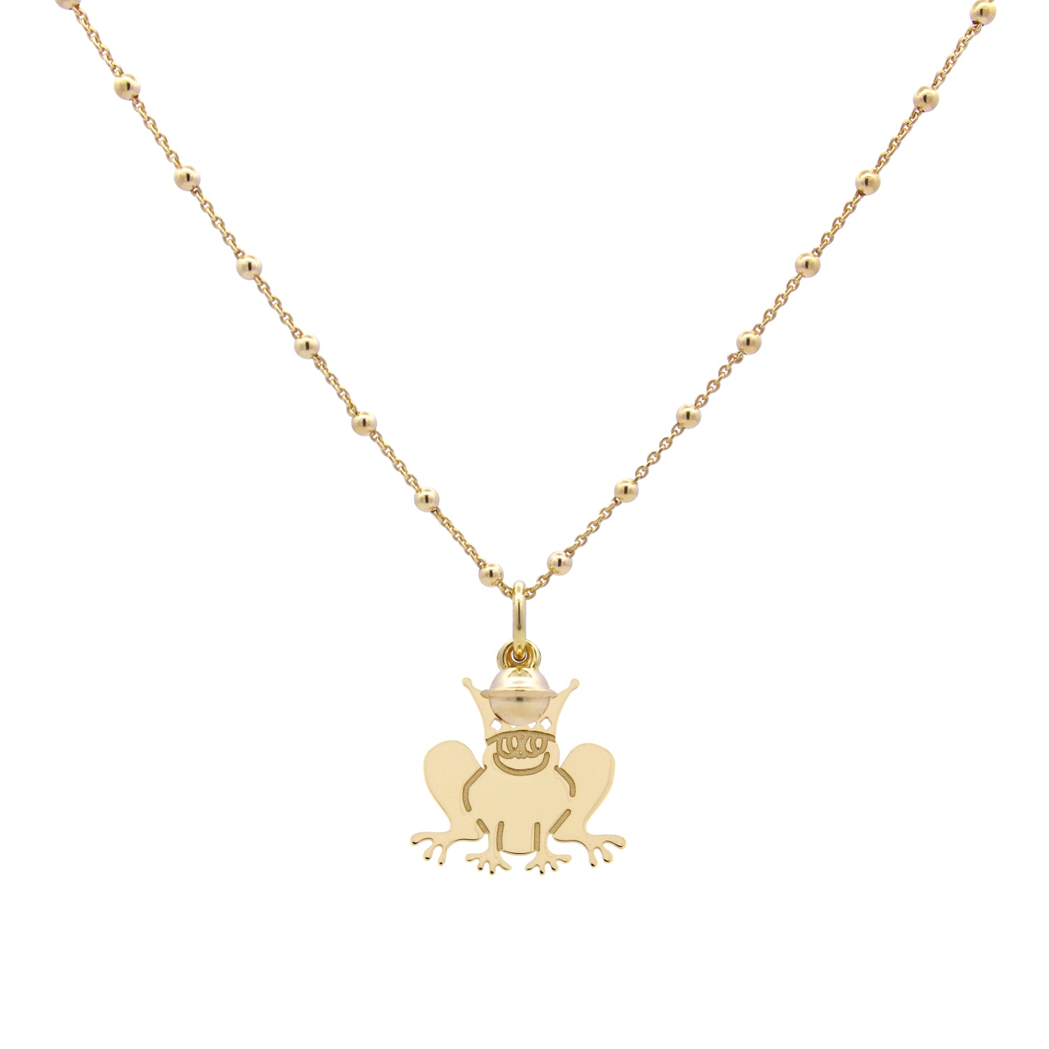 Beaded Necklace Frog Pendant