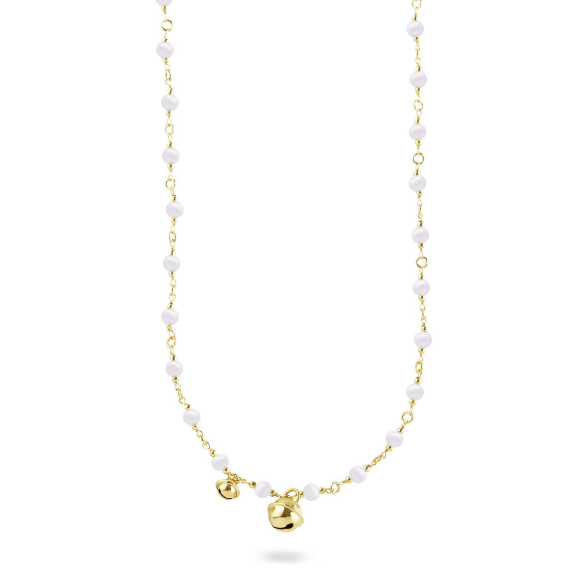 Long necklace with pearls and double bell - WHITESIDE