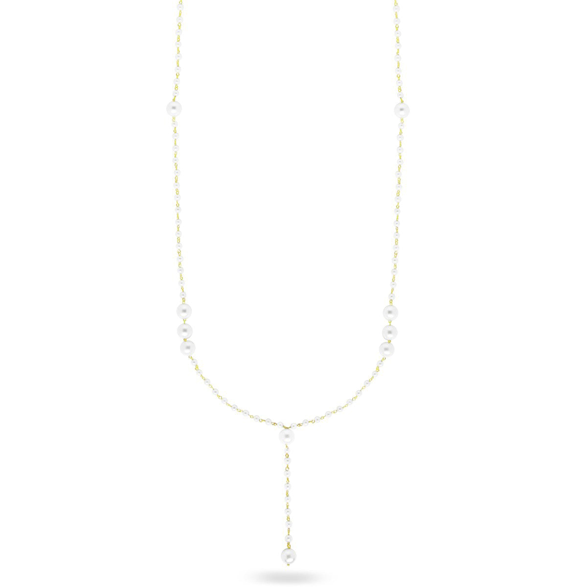 Long necklace neck-tie with pearls - WHITESIDE