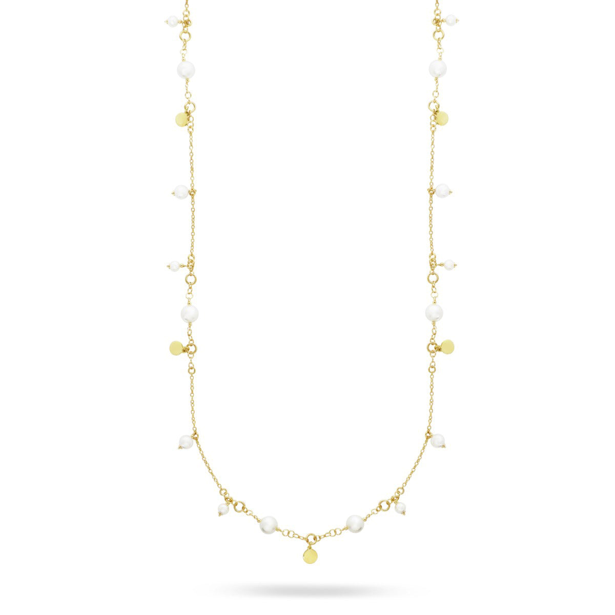 Long necklace with passing and dangling pearls - WHITESIDE