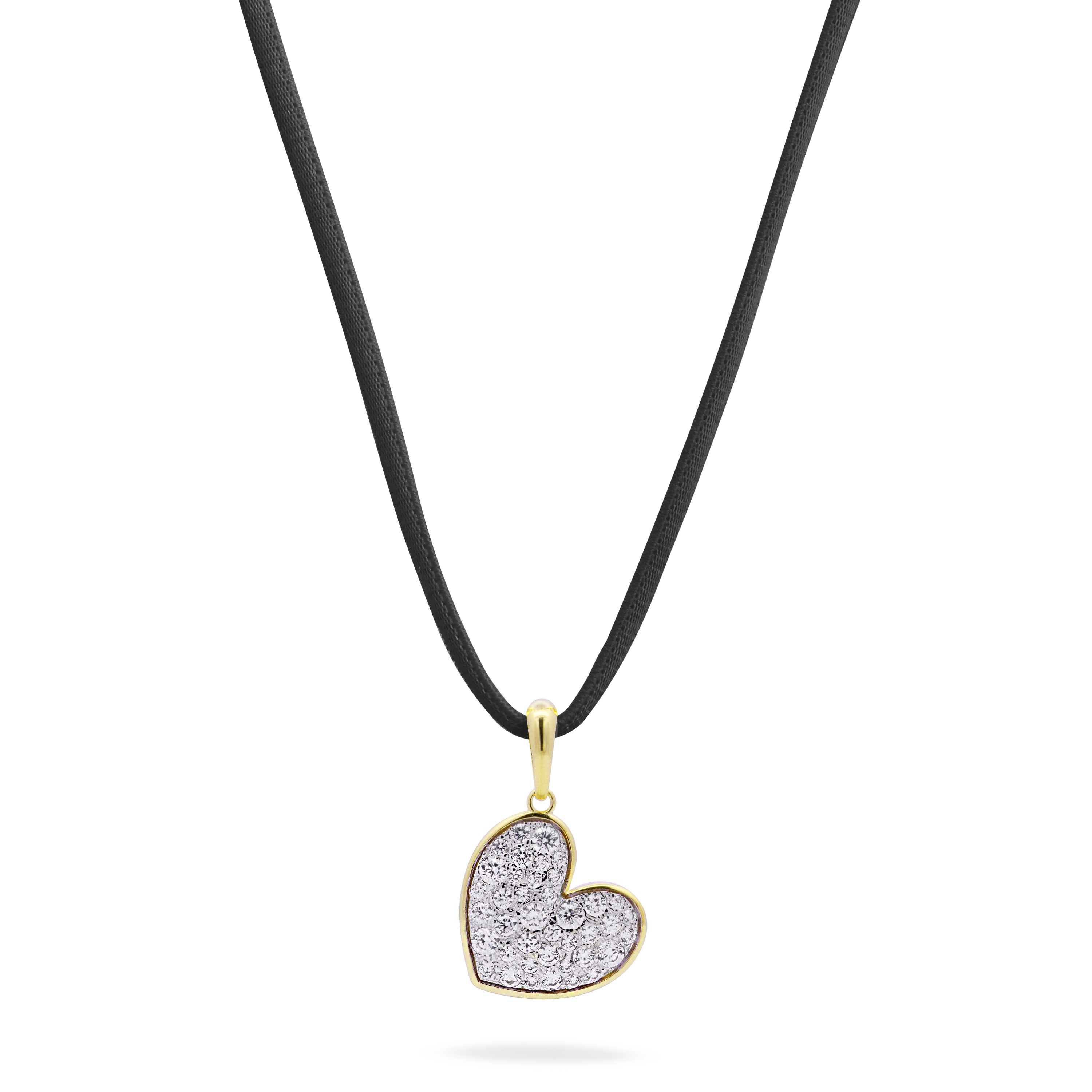 Colgante de corazón pavé oversized con choker negro - STARDUST TEN