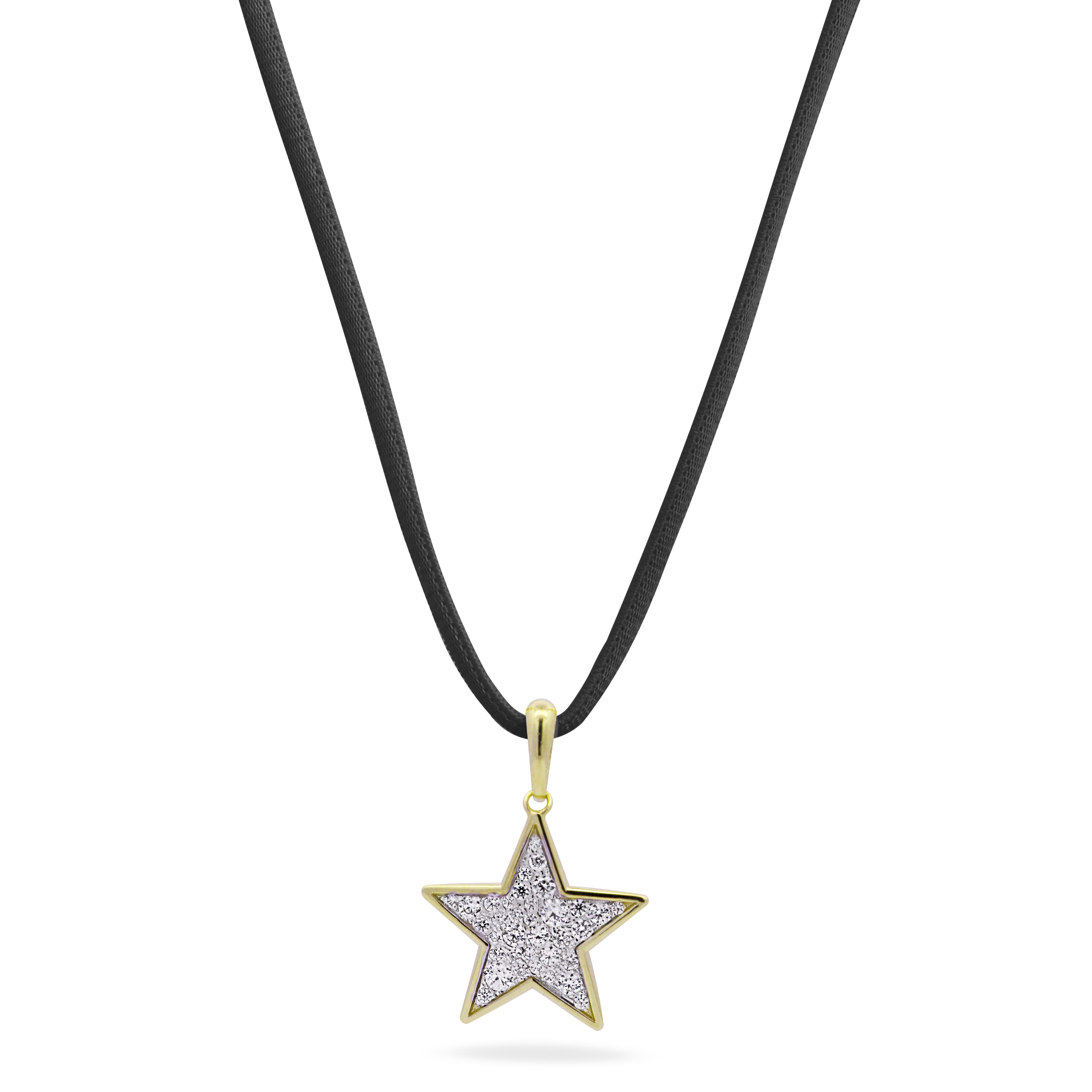 Oversized pave star pendant with black choker - STARDUST TEN