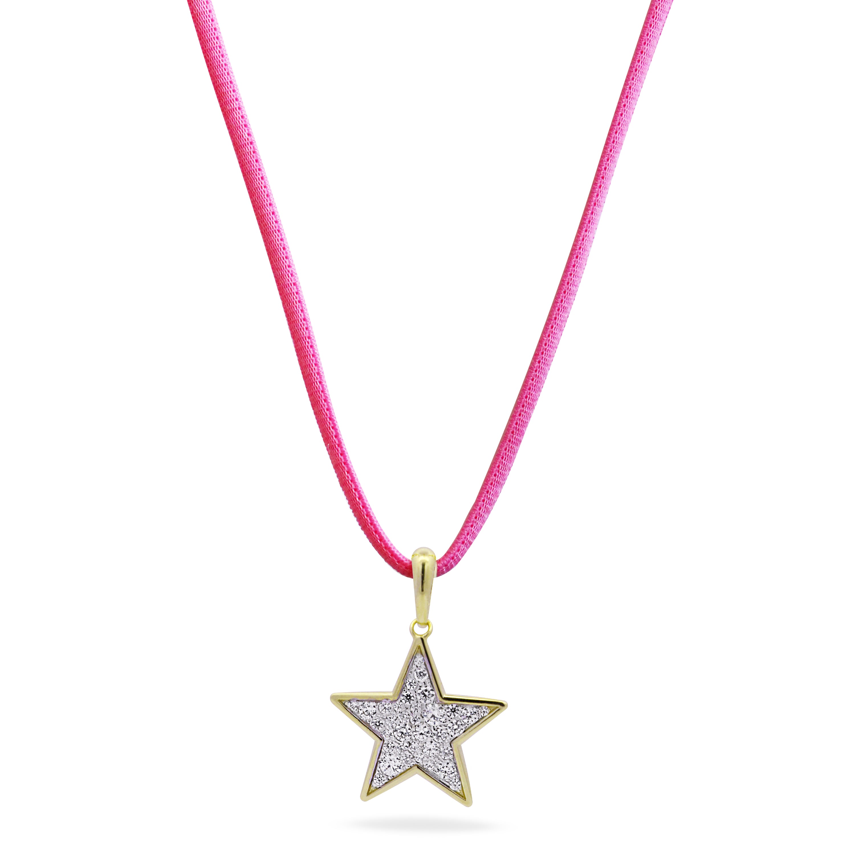 Oversized pave star pendant with pink choker - STARDUST TEN