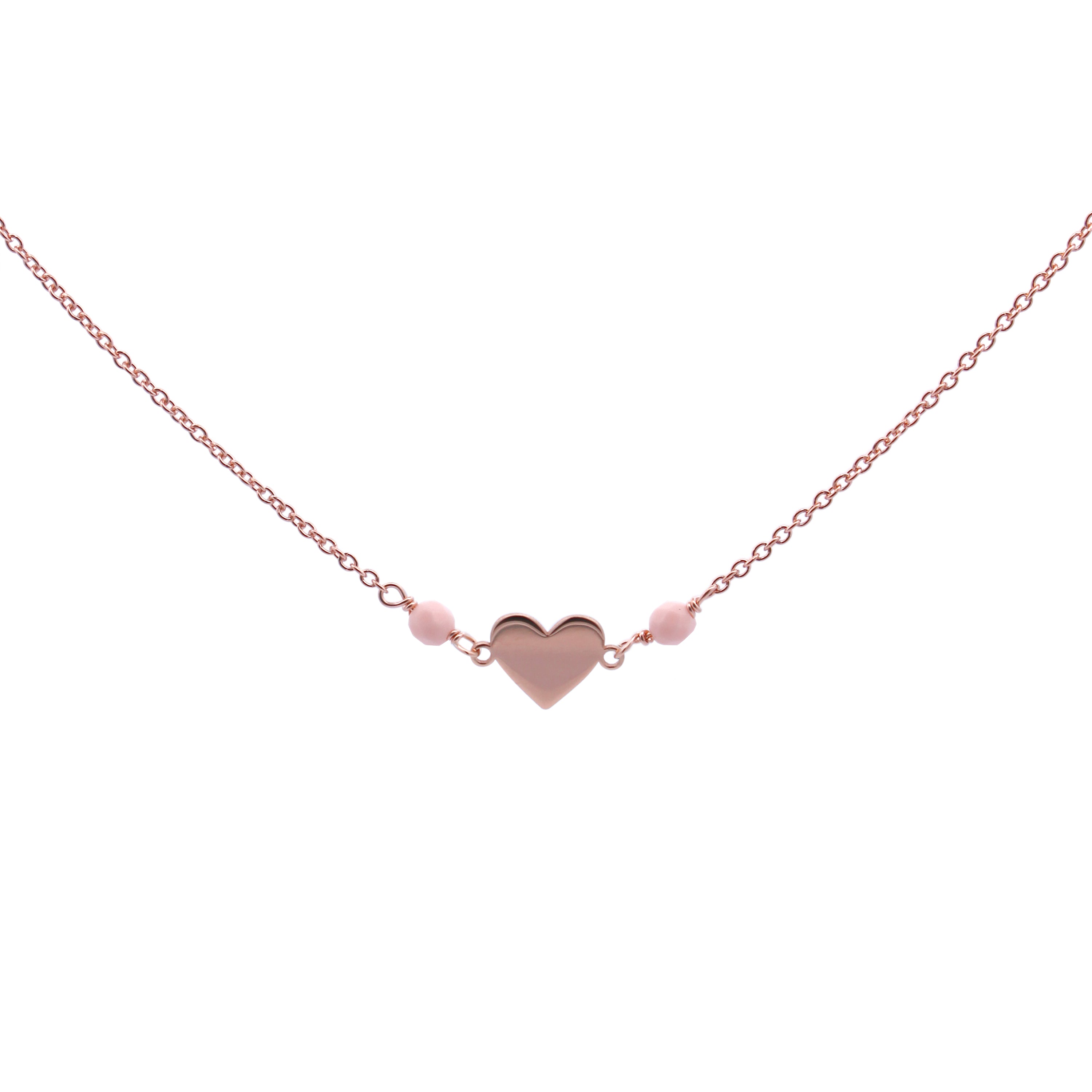 Chokers - Pink Stones Heart Chain Choker - Io&Ro - 1 | Rue des Mille