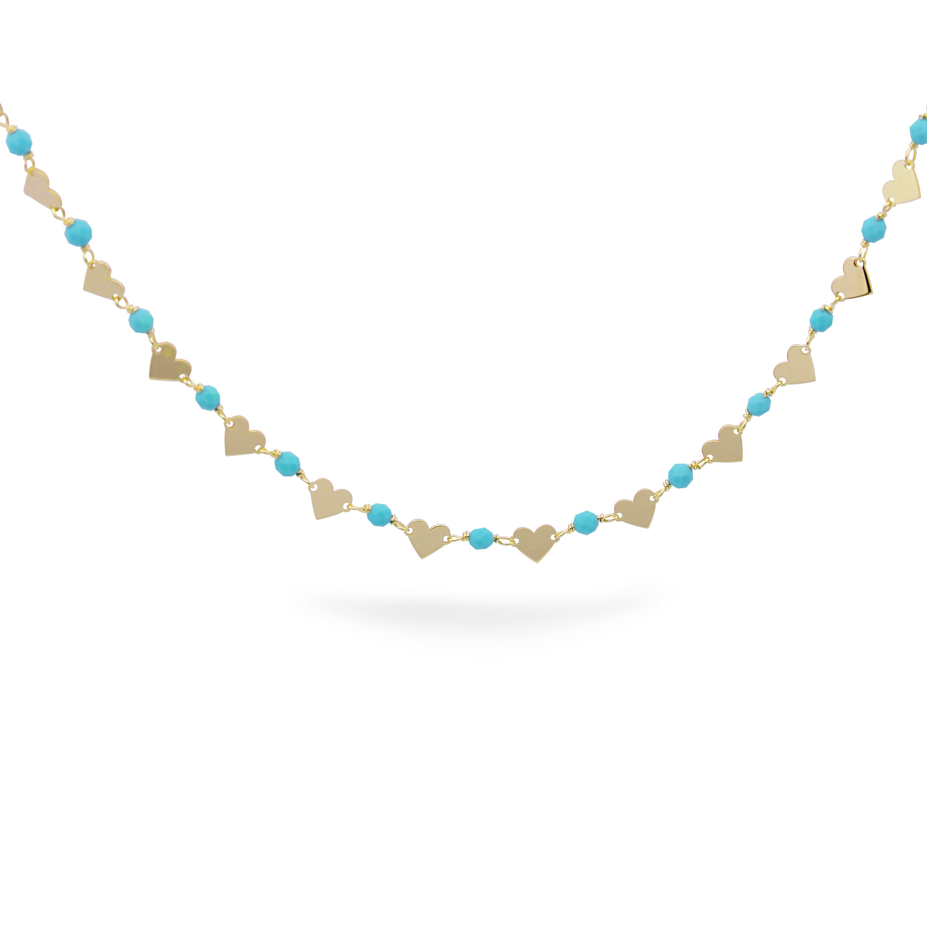 Turquoise Hearts Stones chained choker adult - Io&Ro