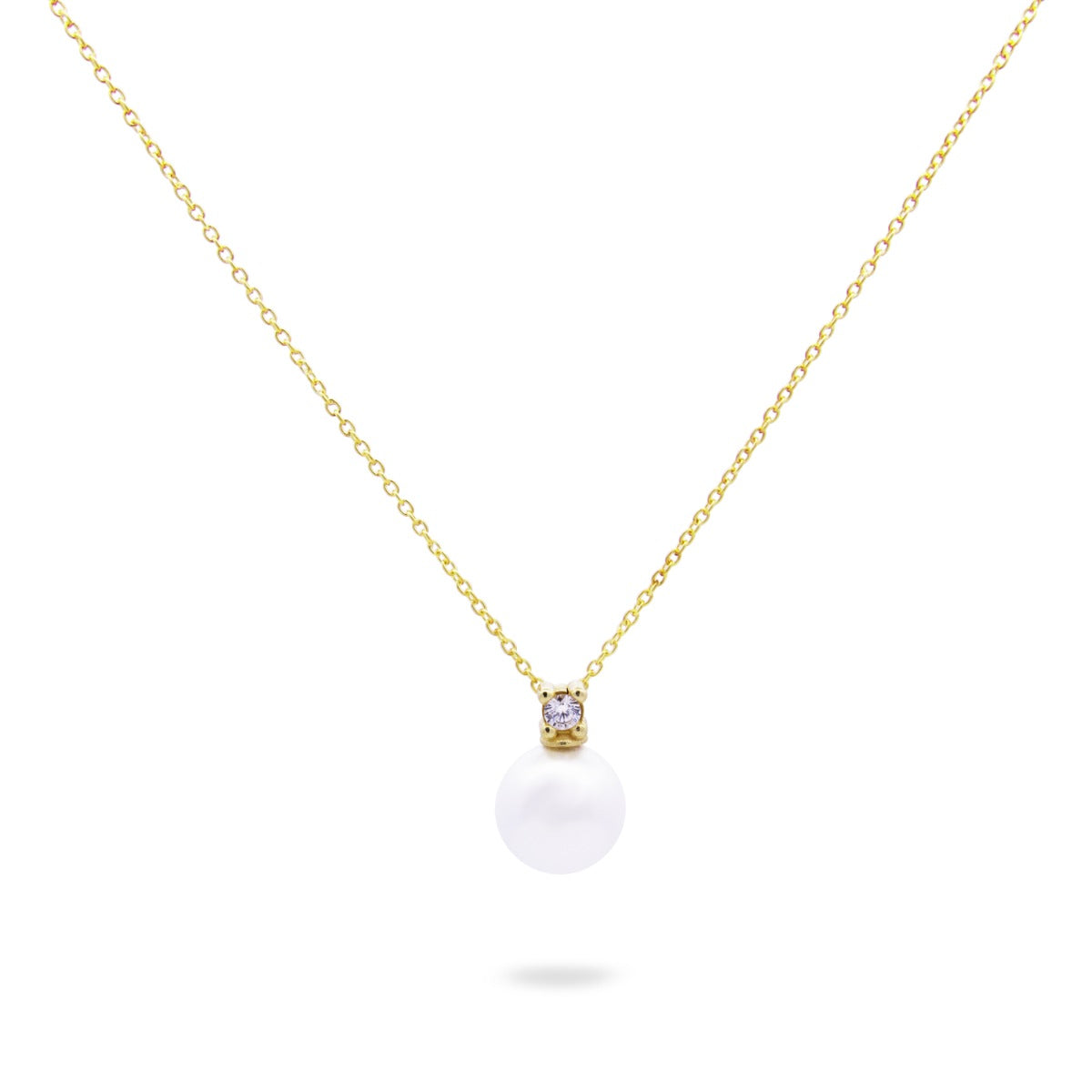 Necklace with central seashell pearl and bezel - WHITESIDE