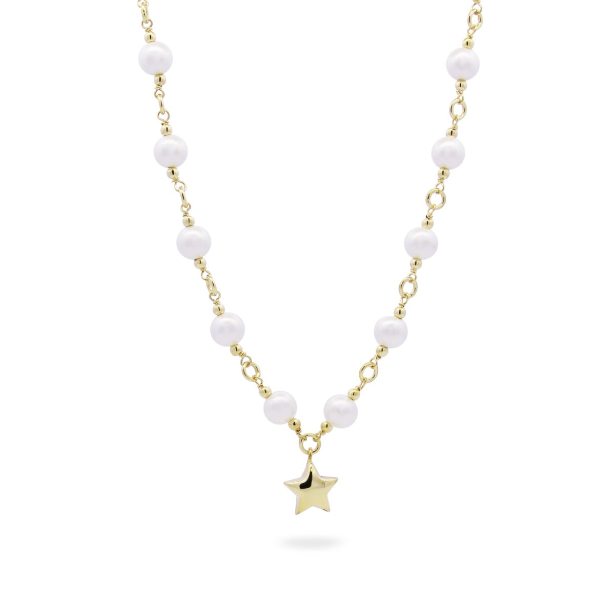 Short necklace with star pearls - WHITESIDE