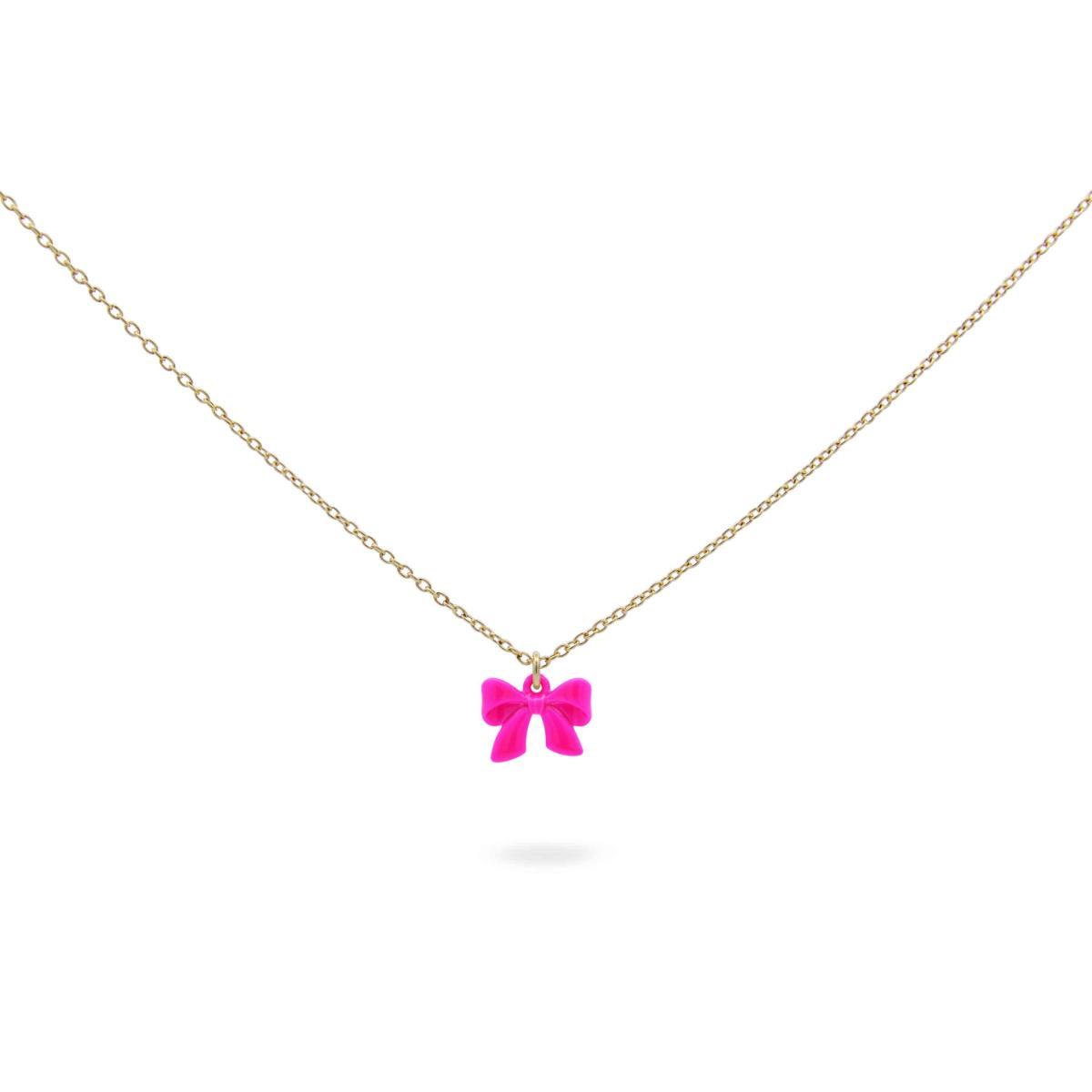 Necklace chic bow neon pink - CANDY BOW