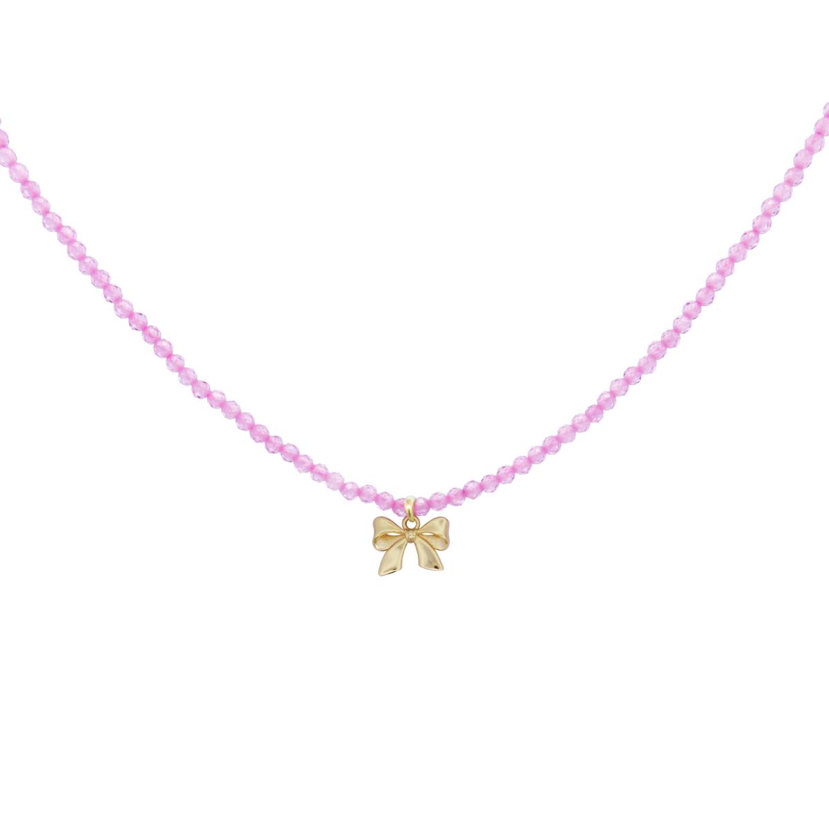 Necklace with simple bow and thread of zirconia - CANDY BOW
