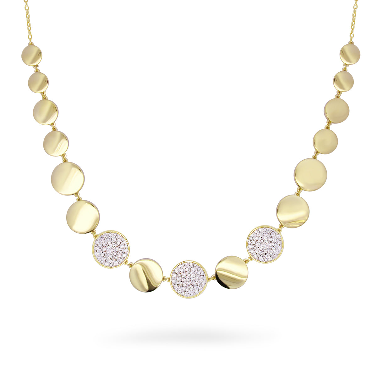 Luxury BIG CIRCLE short necklace with alternating smooth and pavé circles - STARDUST TEN