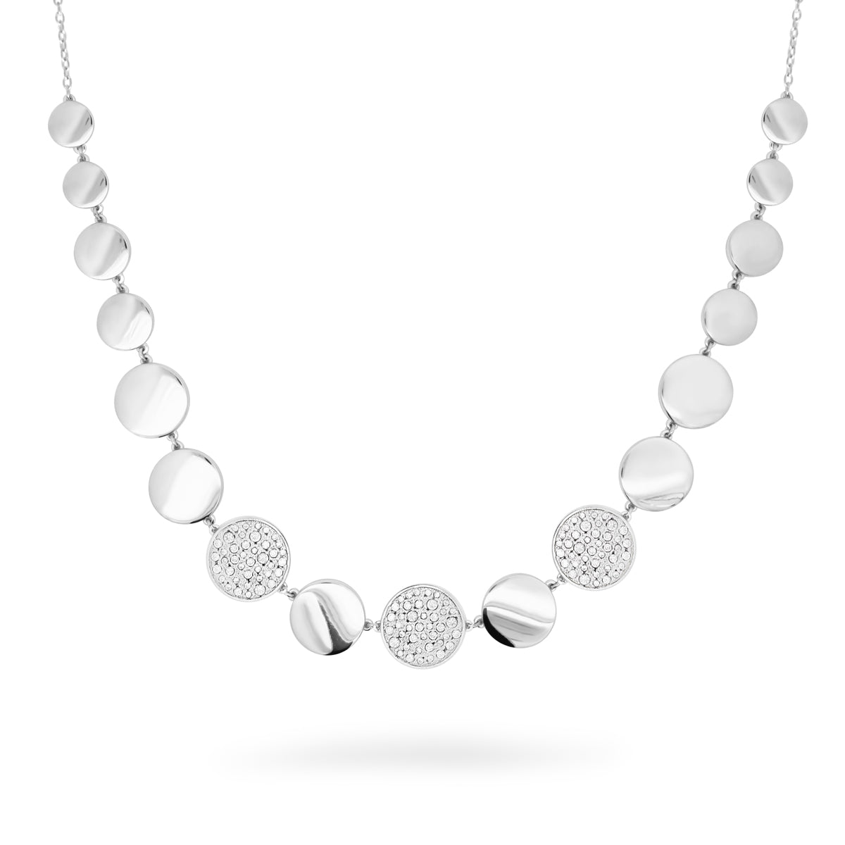 Chokers - Luxury BIG CIRCLE short necklace with alternating smooth and pavé circles - STARDUST TEN - 2 | Rue des Mille