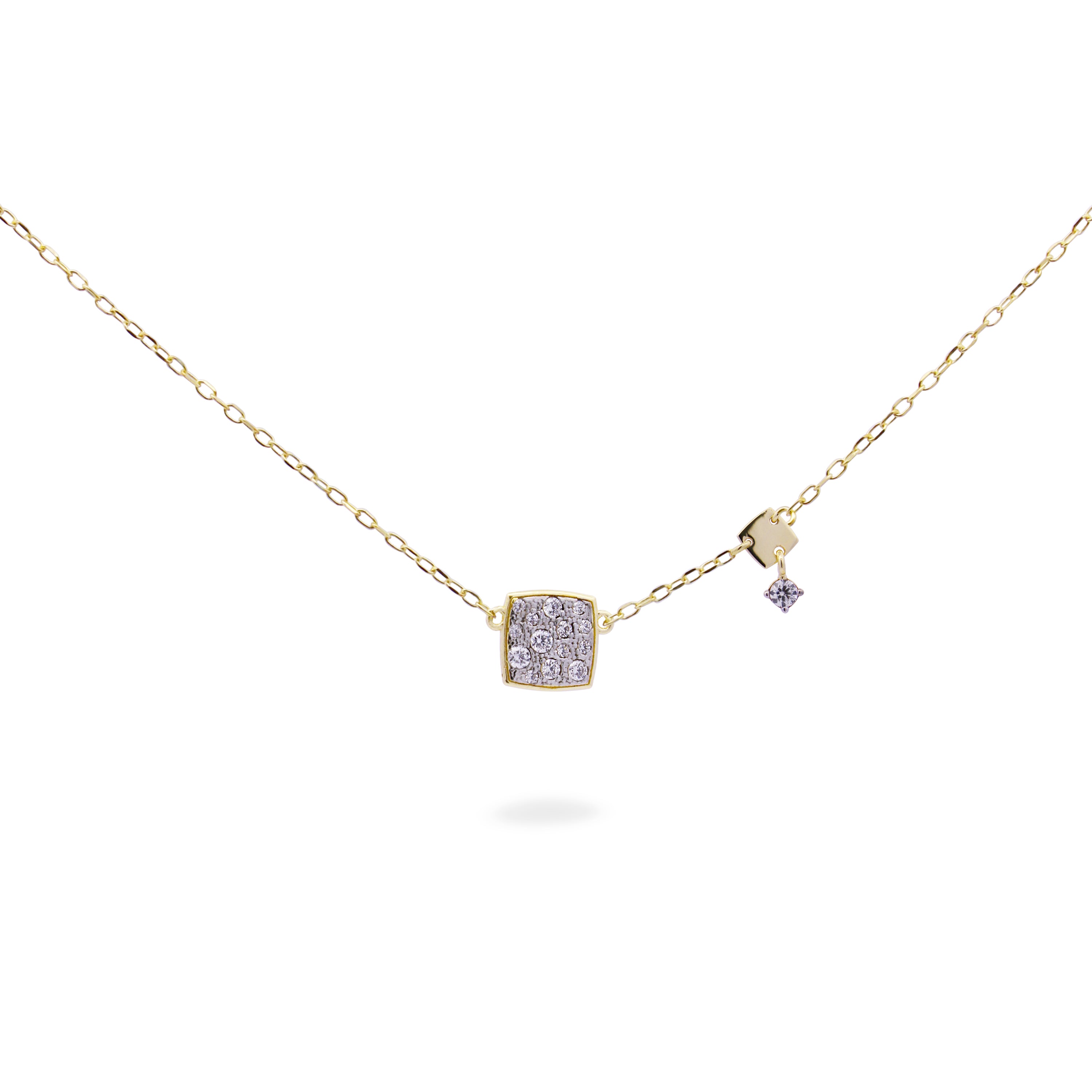 Necklace with chain and pavè square - STARDUST TEN