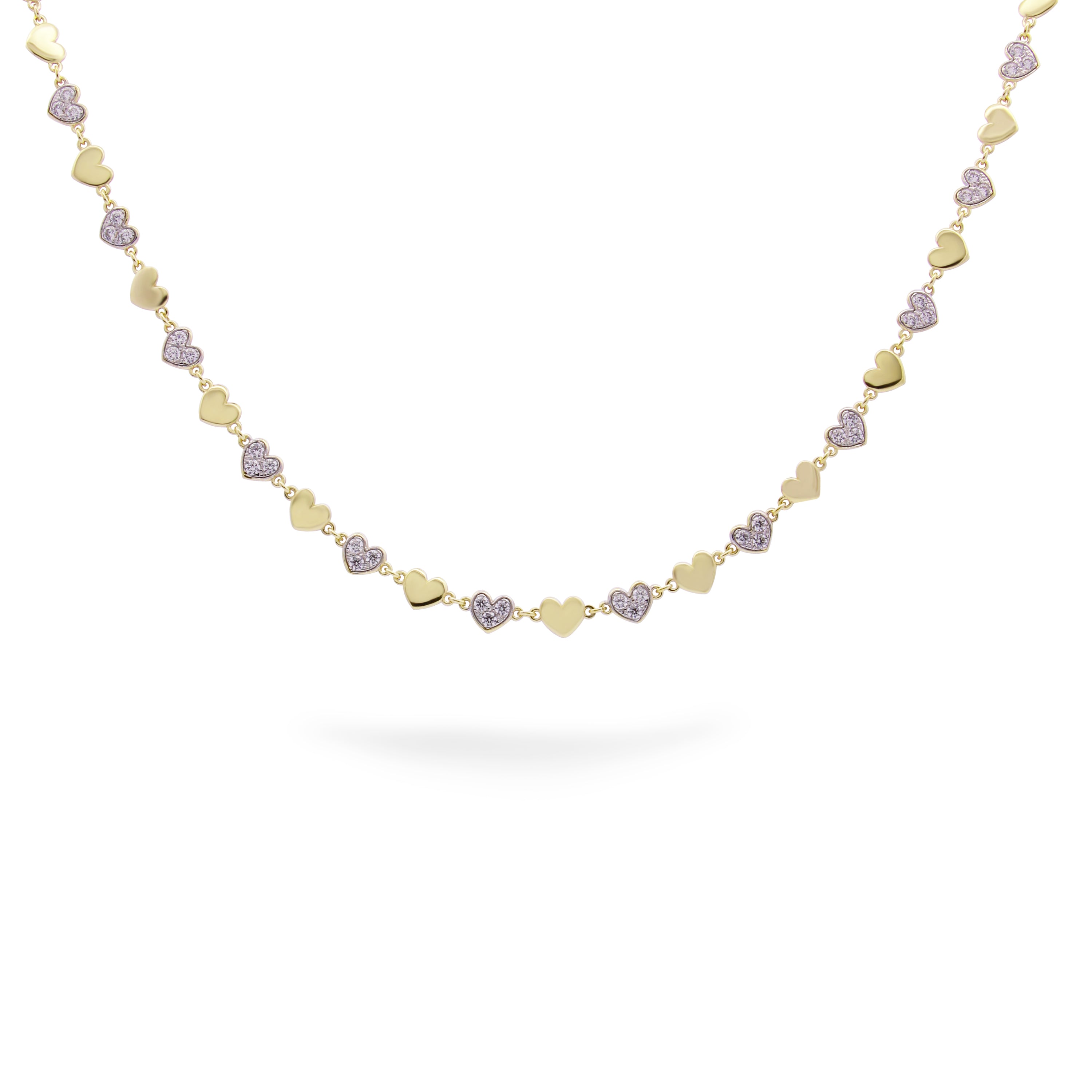 Necklace with pavé and with plain hearts - STARDUST TEN