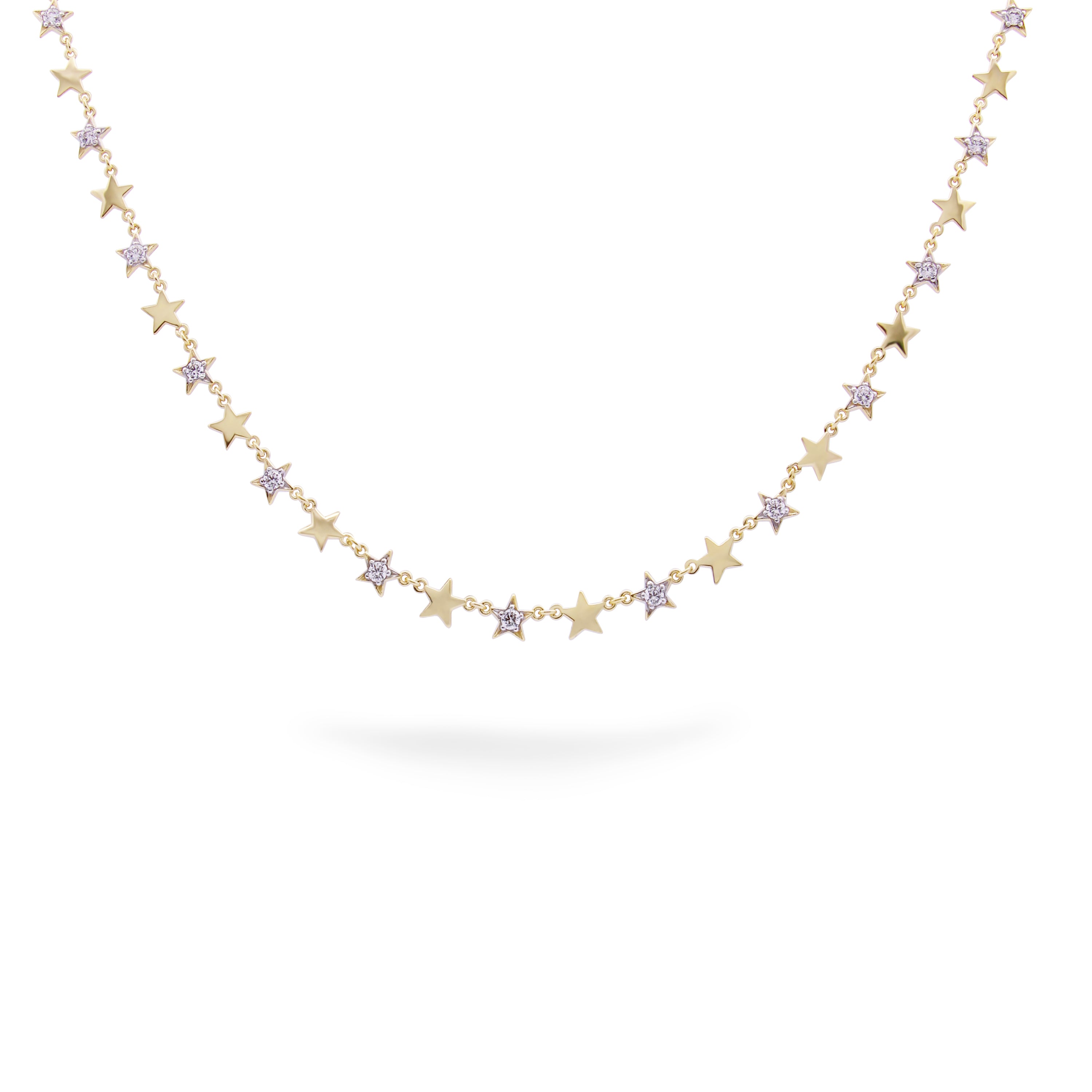 Necklace with pavé and with plain stars - STARDUST TEN