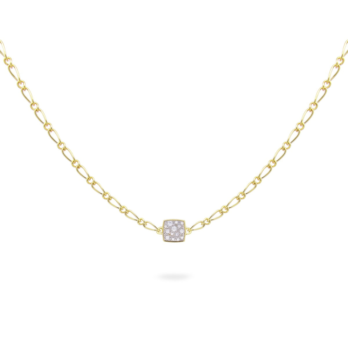 Small pavè square cheval chain choker - SHAPES