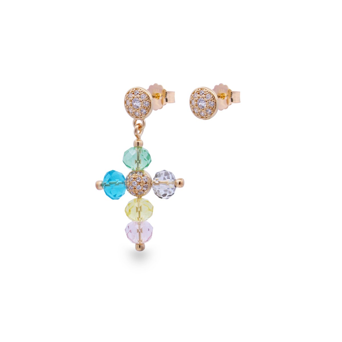 Pendientes - Pendiente con cruz multicolor - Crystal Rainbow - 1 | Rue des Mille