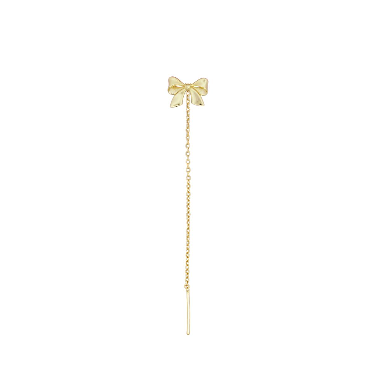 Single earring with dangling chain and simple bow - CANDY BOW
