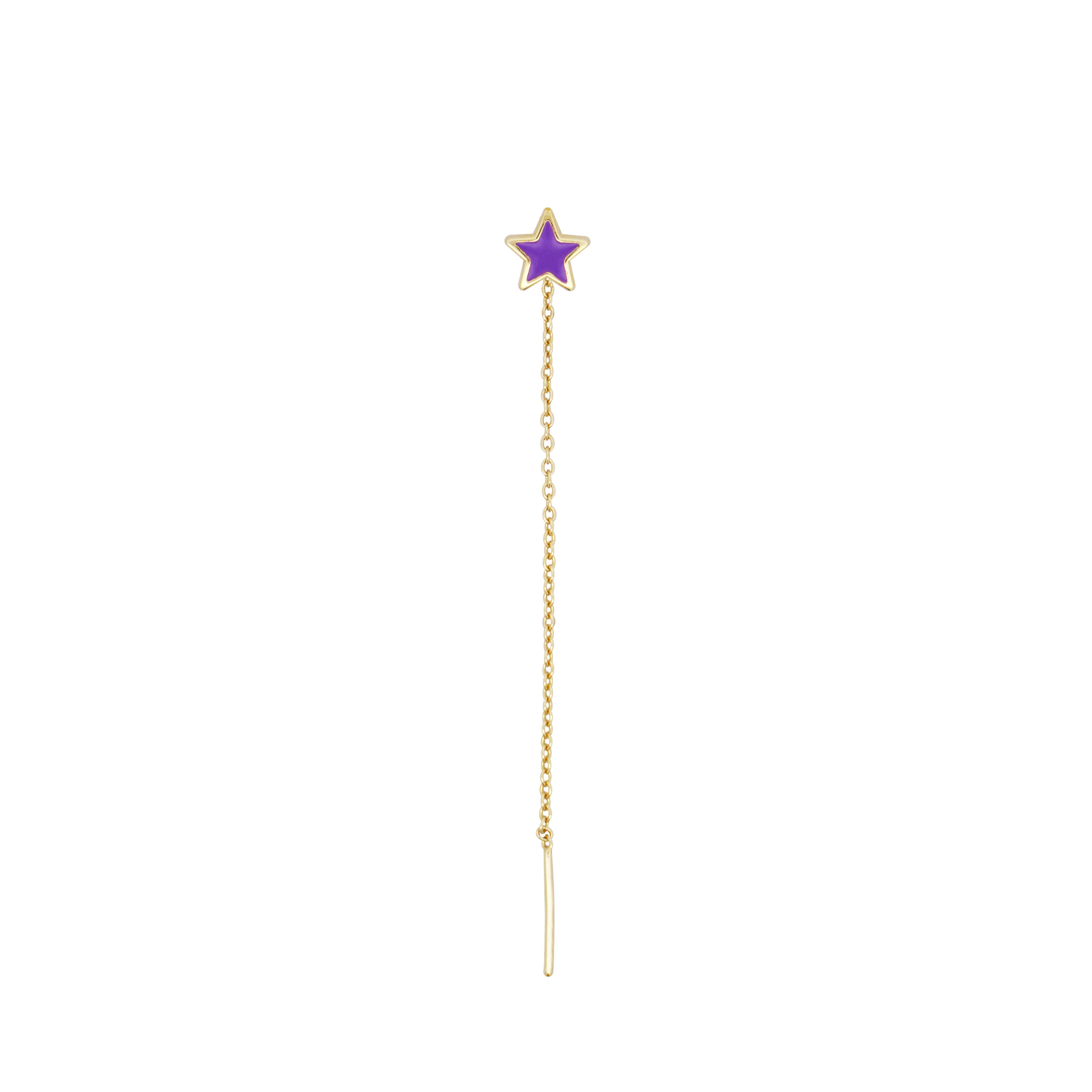 Single earring chain and enameled star - ColorFUN