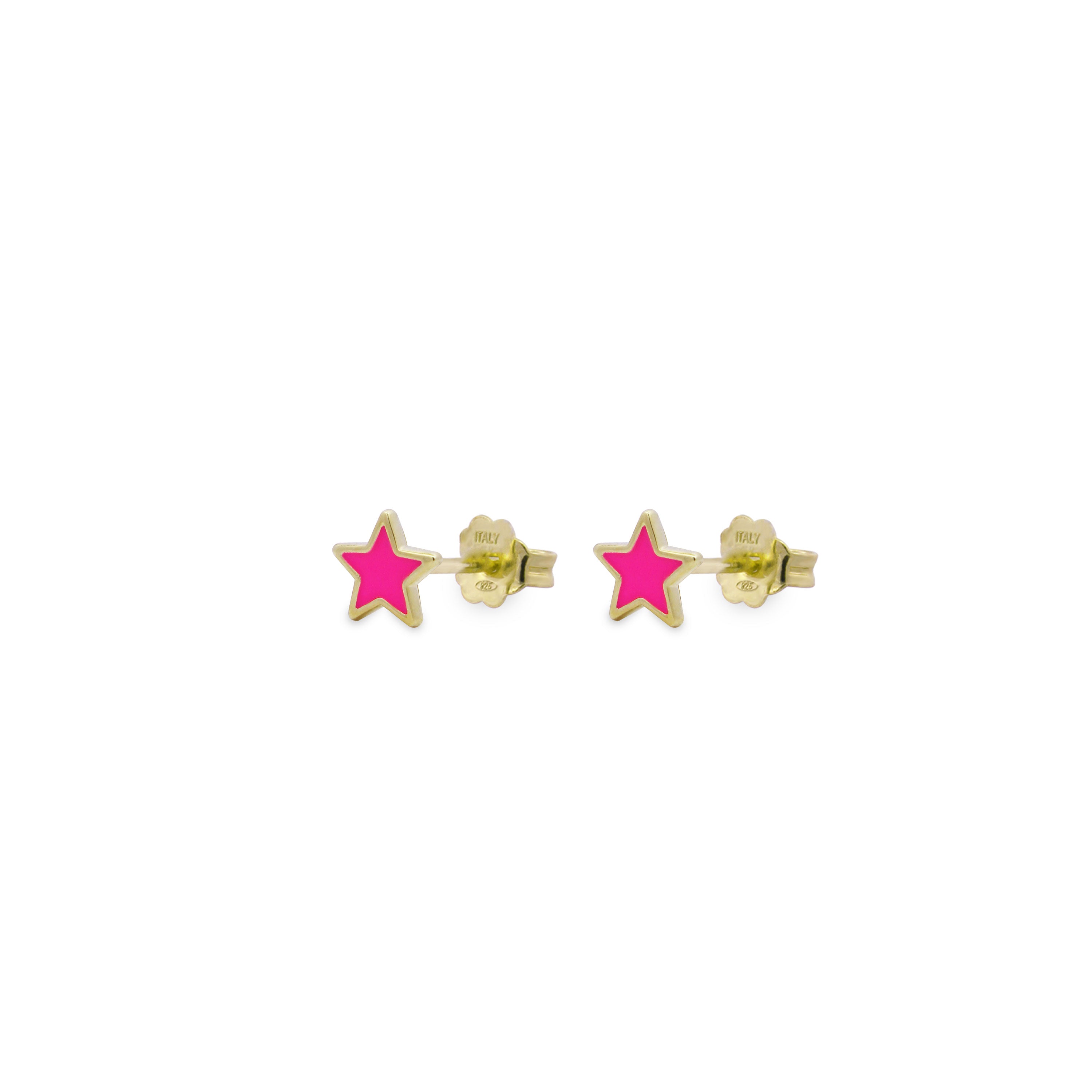 Earrings - Pair of lobe earrings enameled Star - ColorFUN - 1 | Rue des Mille