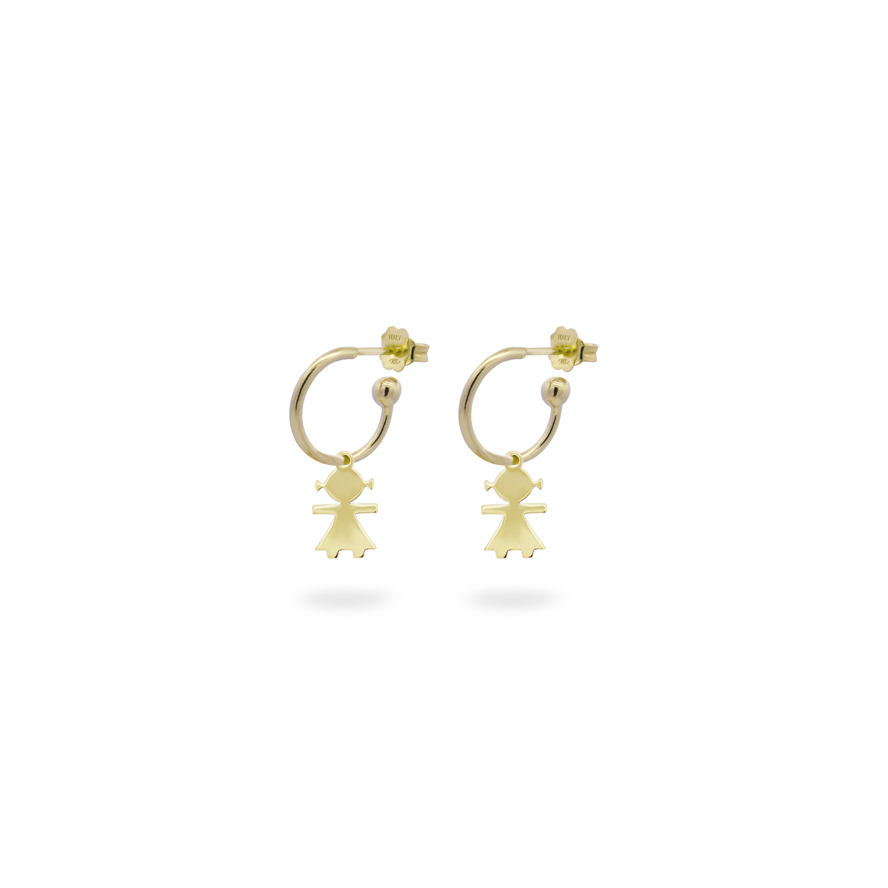 Earrings - Hoop Earrings Micro Pendant - Little Girl - 1 | Rue des Mille