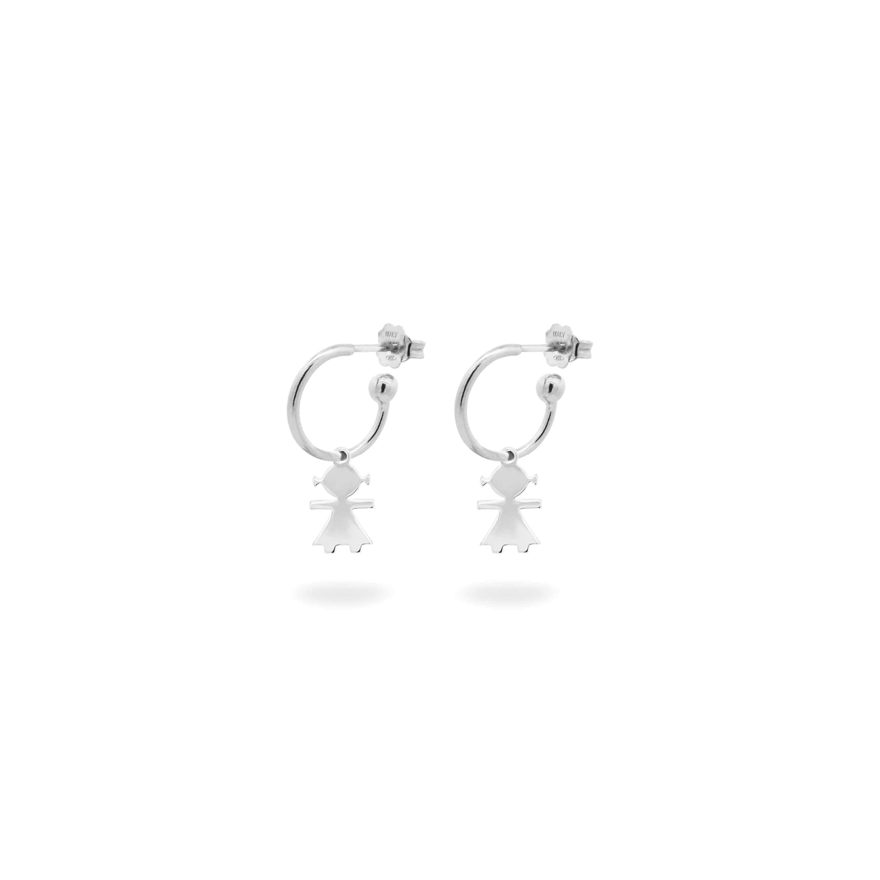Earrings - Hoop Earrings Micro Pendant - Little Girl - 3 | Rue des Mille