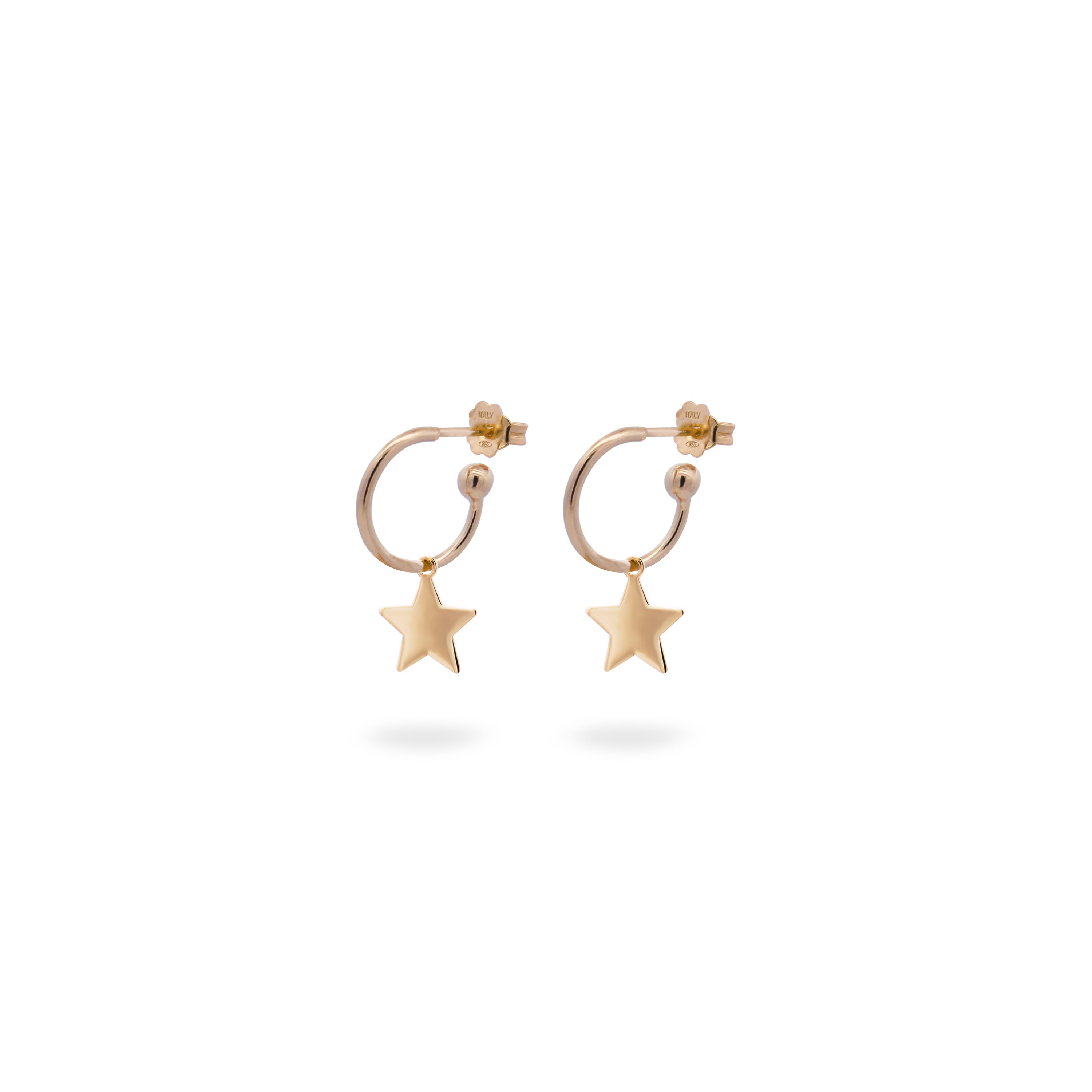 Pendientes - Pendientes Aro con Micro Colgante Estrella - 2 | Rue des Mille