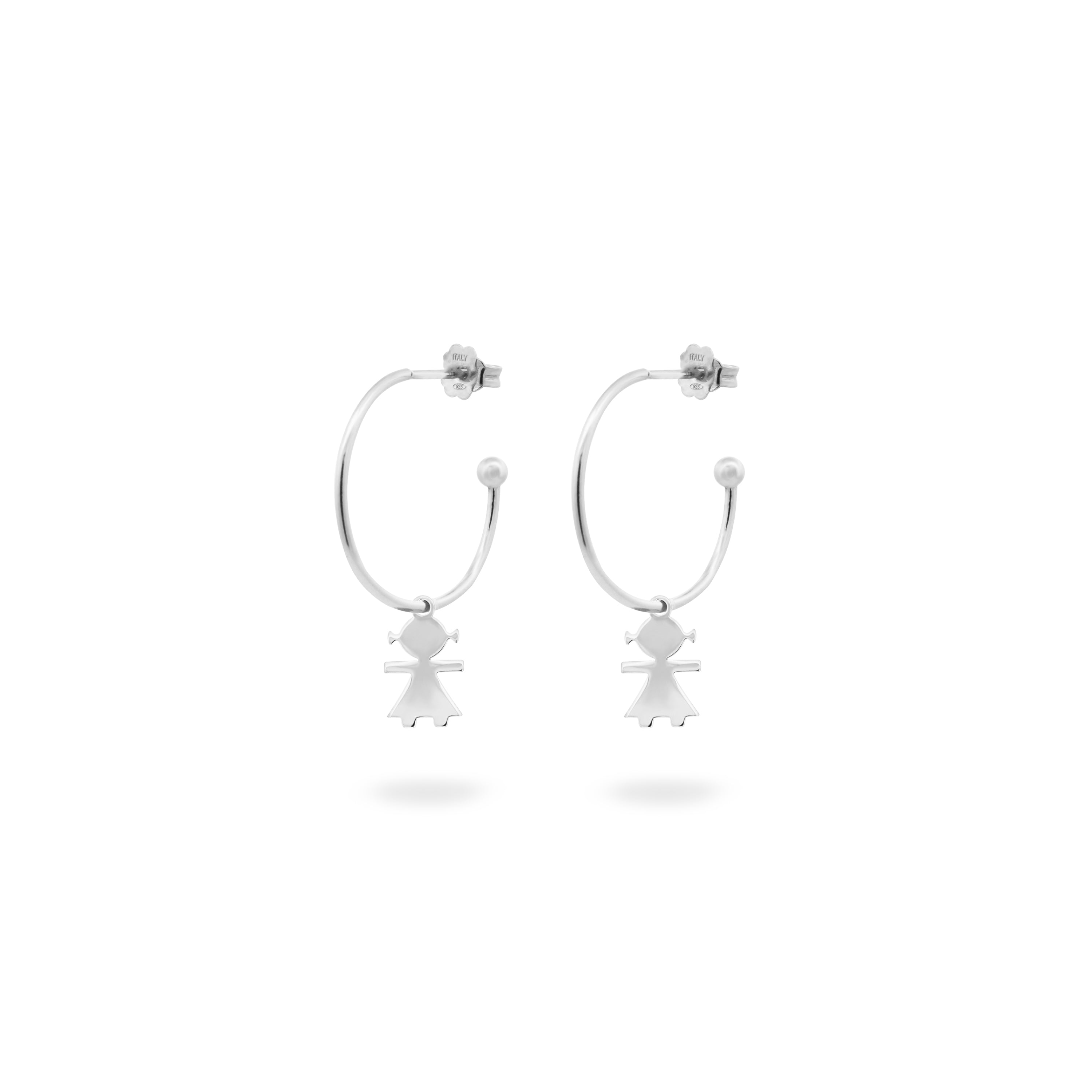 Pendientes - Pendientes Aro con Micro Colgante Niña - 6 | Rue des Mille