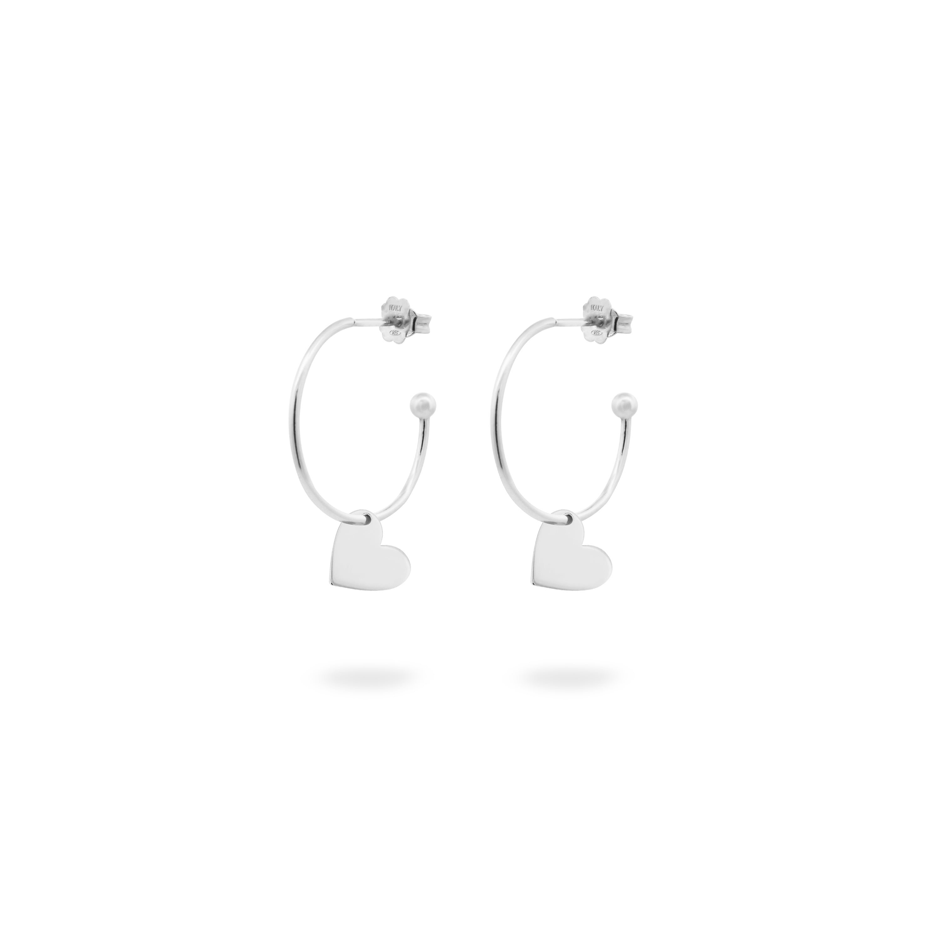 Earrings - Hoop Earrings Micro Pendant - Heart - 11 | Rue des Mille