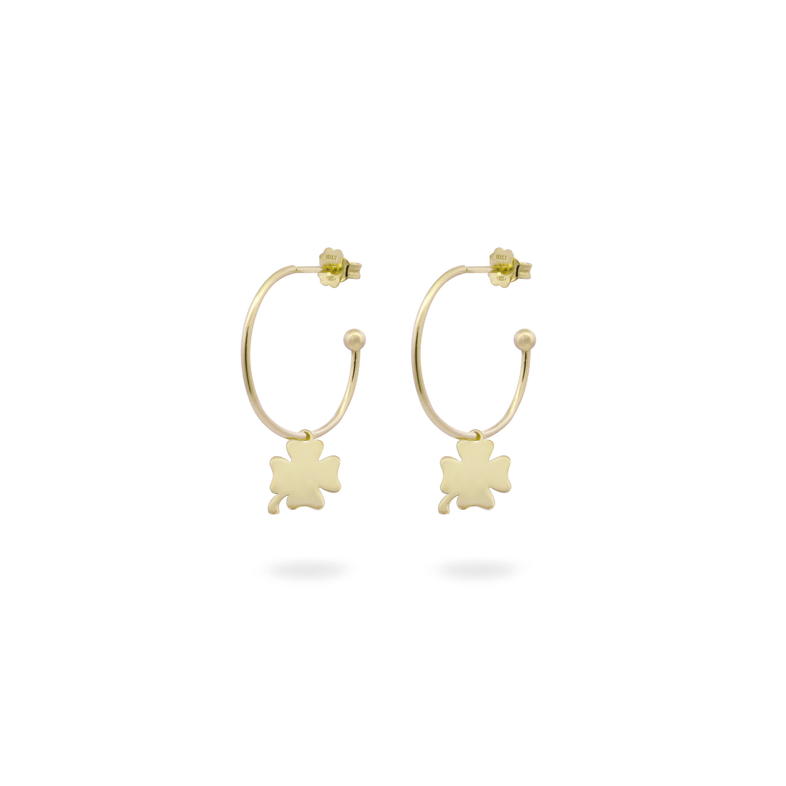 Earrings - Hoop Earrings Micro Pendant - Four-leaf Clove - 8 | Rue des Mille