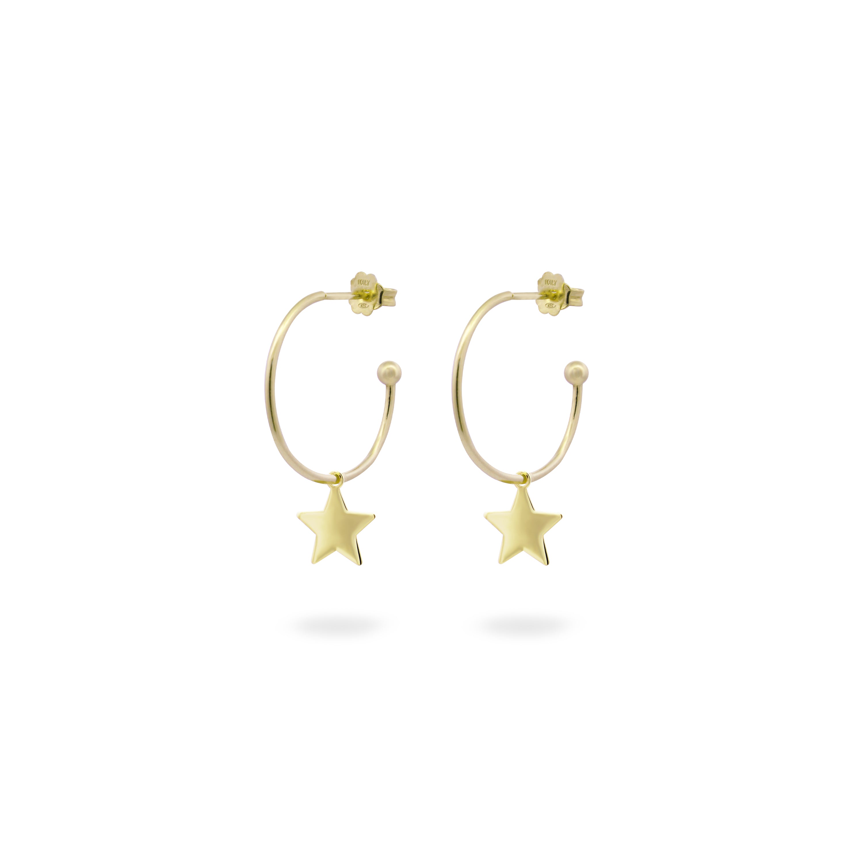 Pendientes - Pendientes Aro con Micro Colgante Estrella - 6 | Rue des Mille