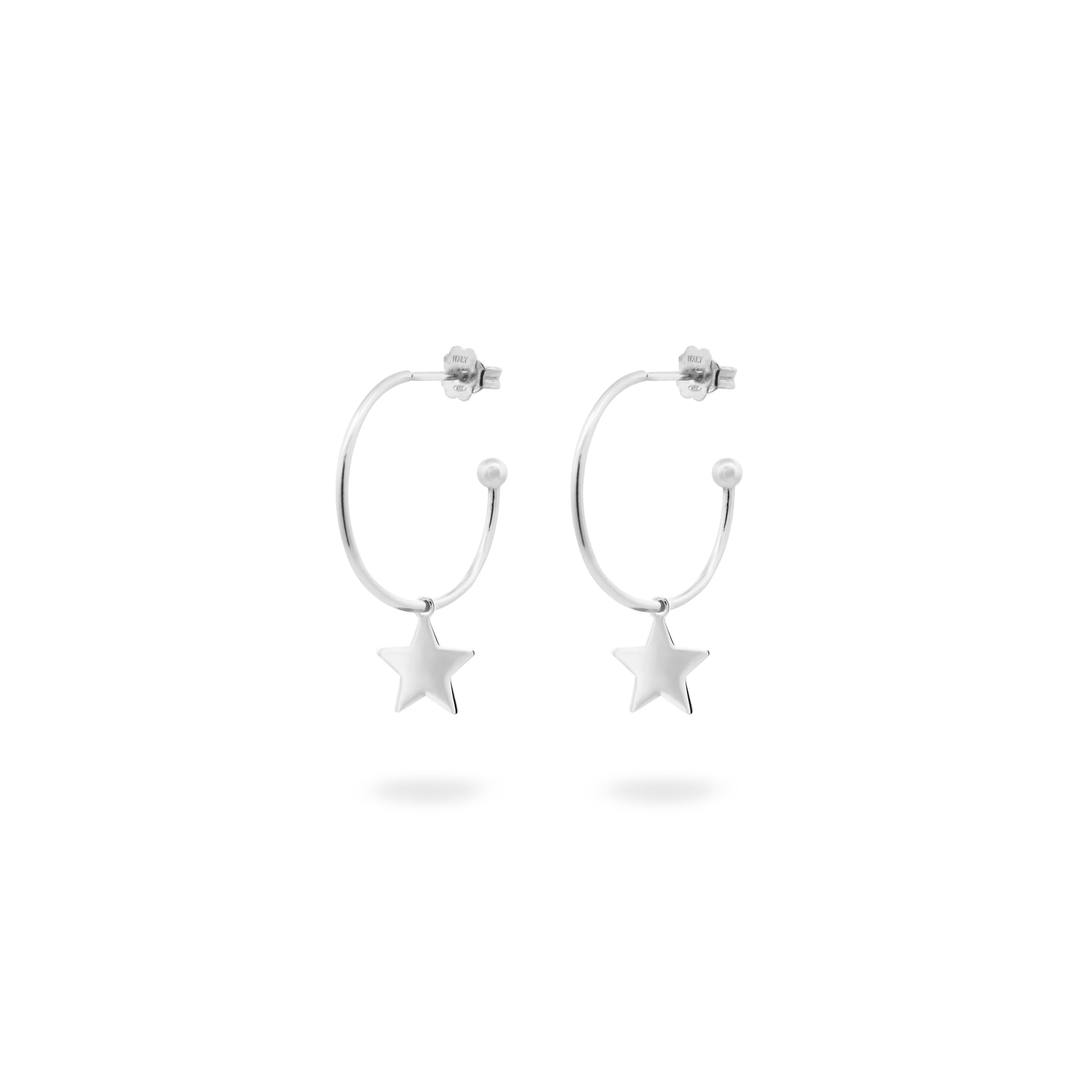 Pendientes - Pendientes Aro con Micro Colgante Estrella - 8 | Rue des Mille