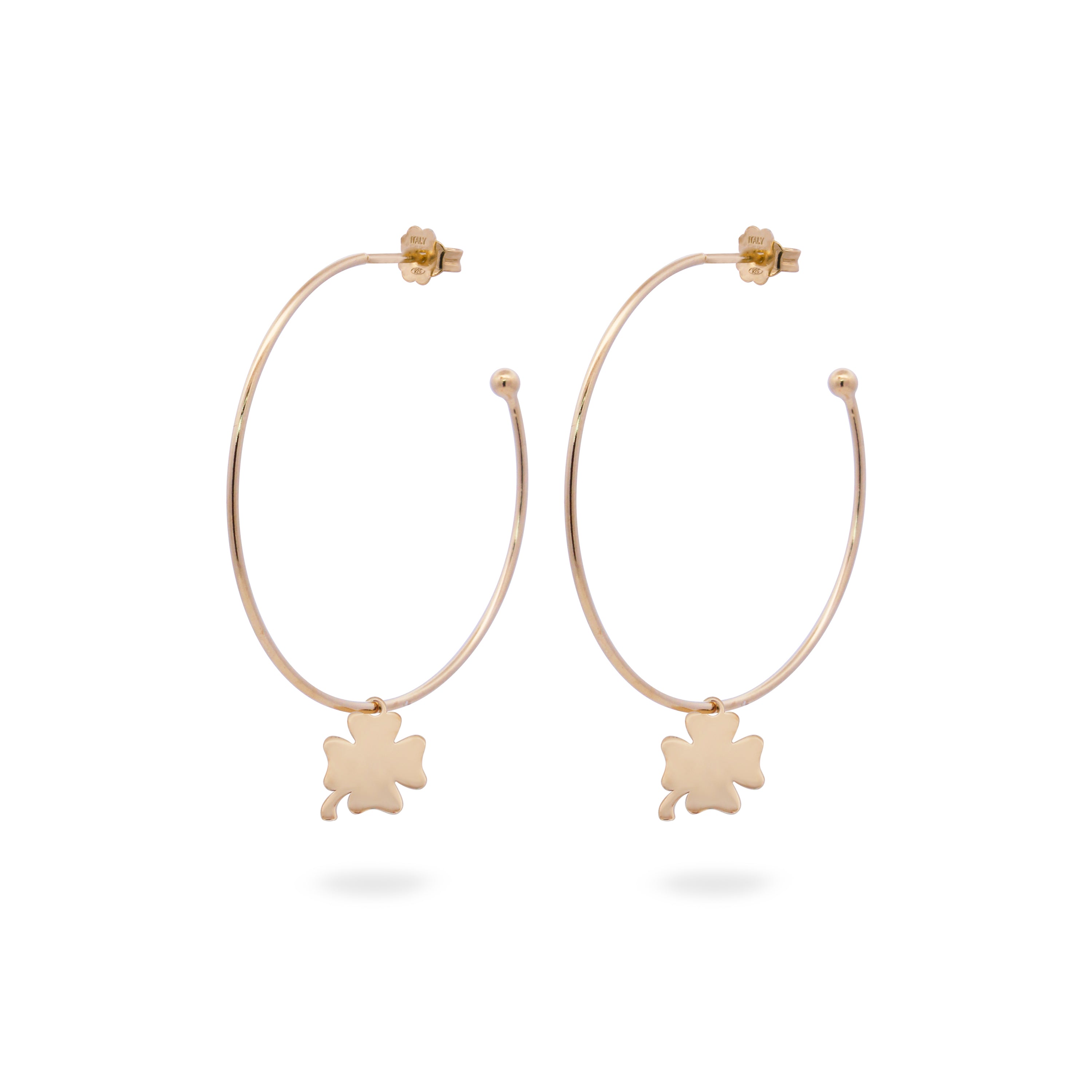 Earrings - Hoop Earrings Micro Pendant - Four-leaf Clove - 14 | Rue des Mille