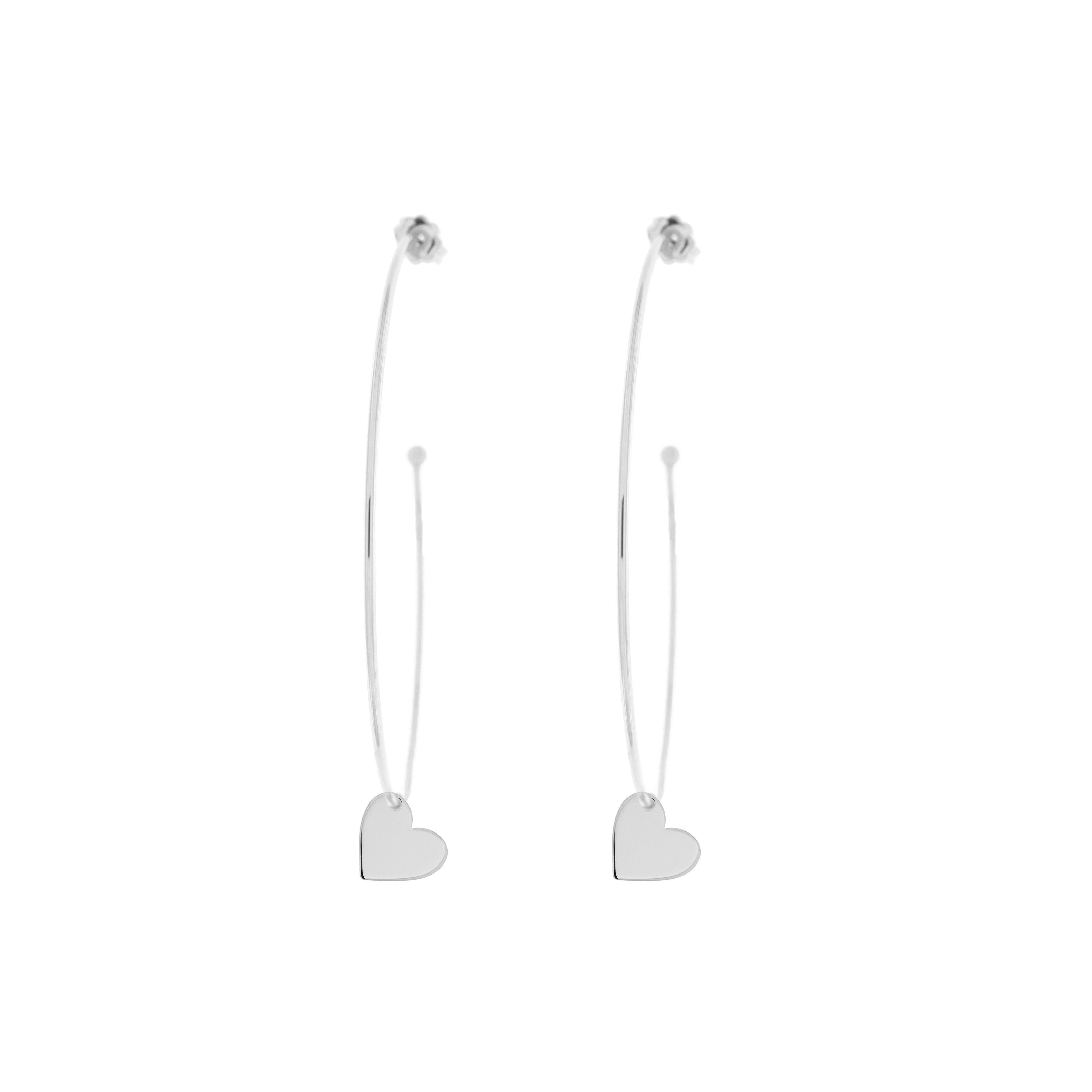 Pendientes - Pendientes Aro con Micro Colgante Corazón - 16 | Rue des Mille