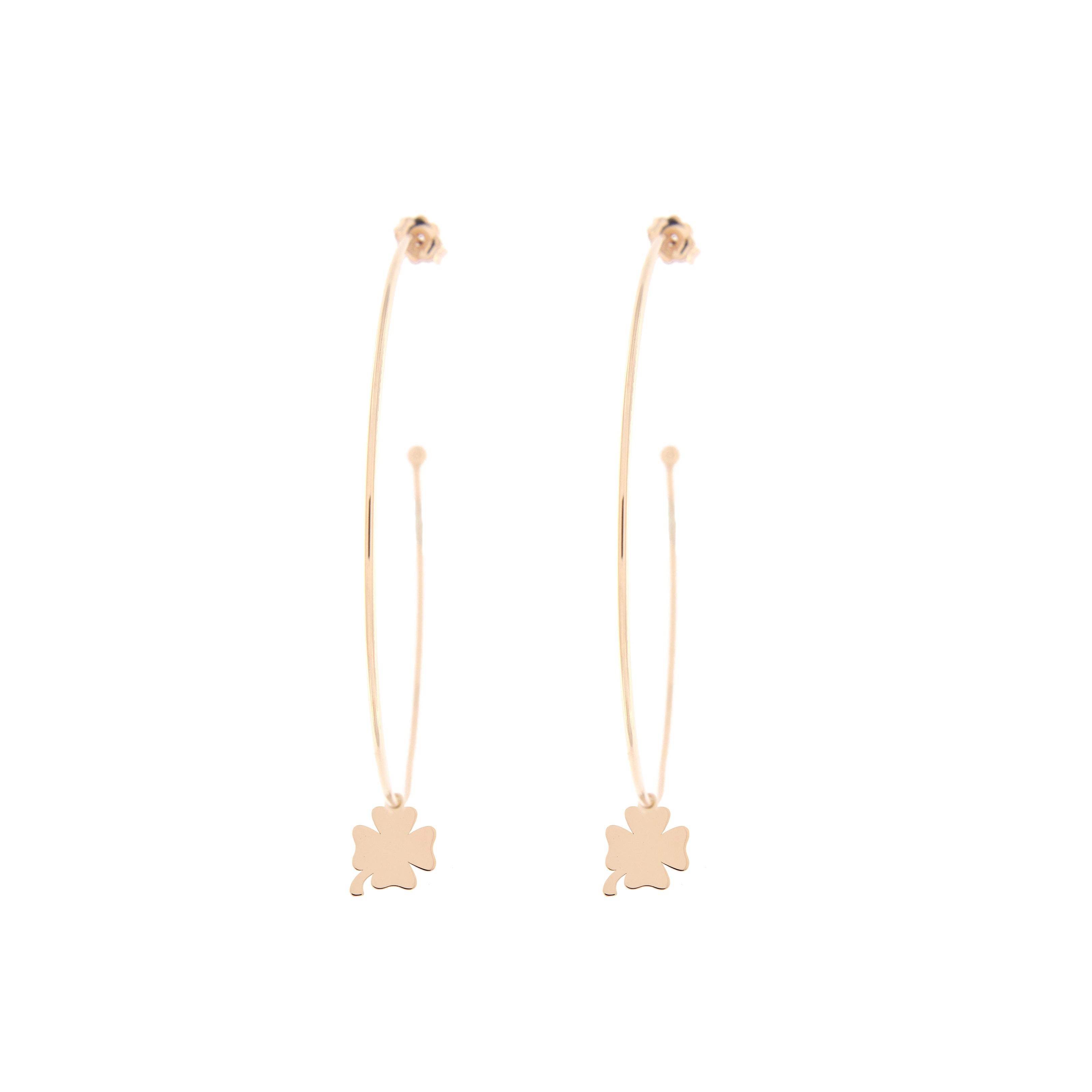 Earrings - Hoop Earrings Micro Pendant - Four-leaf Clove - 13 | Rue des Mille