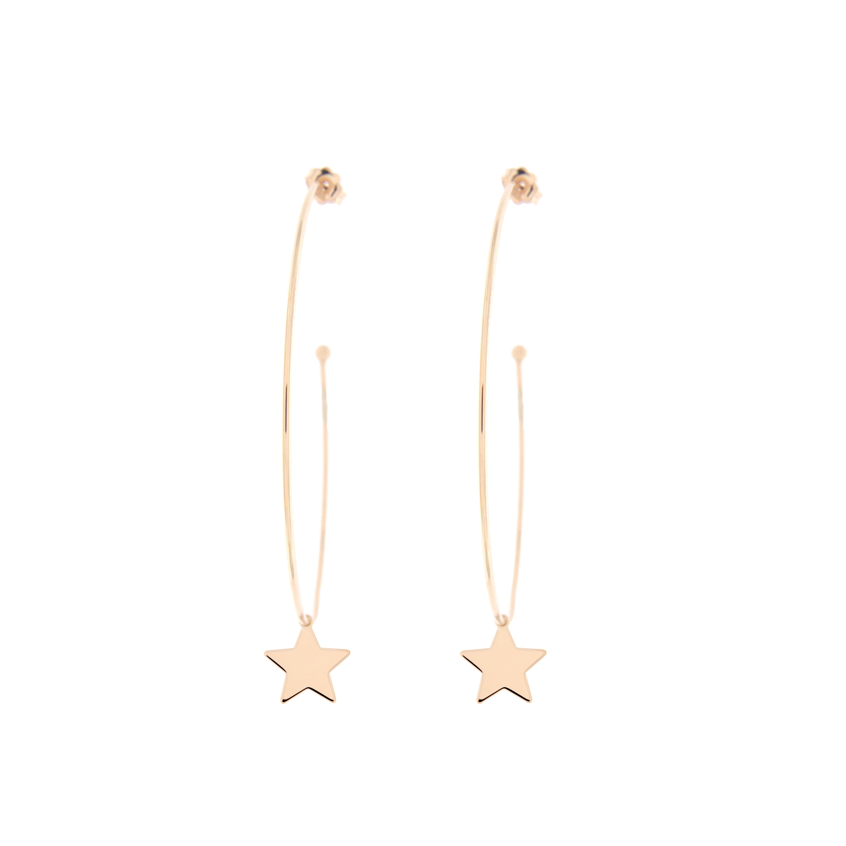 Pendientes - Pendientes Aro con Micro Colgante Estrella - 12 | Rue des Mille