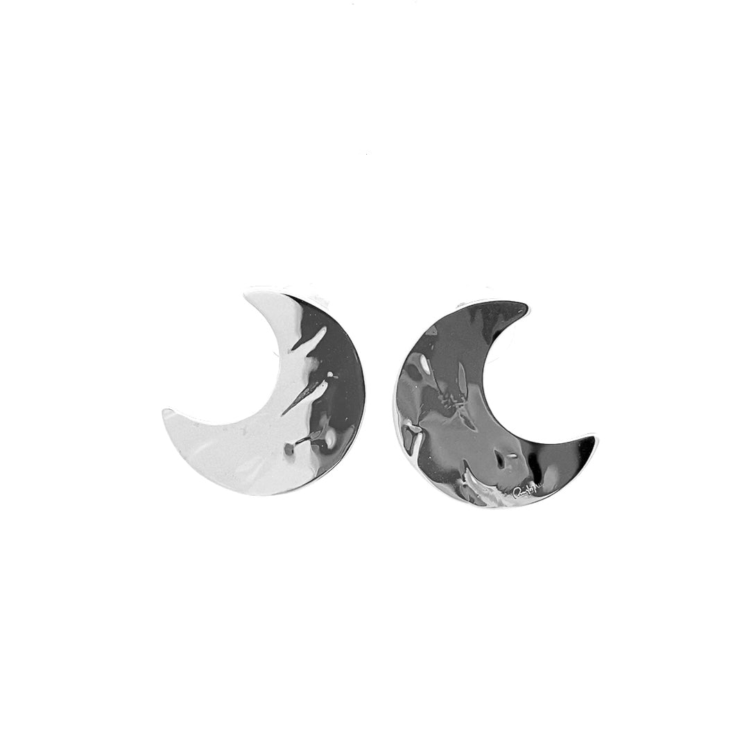 Earrings - Hammered Moon Lobe Earrings - 1 | Rue des Mille