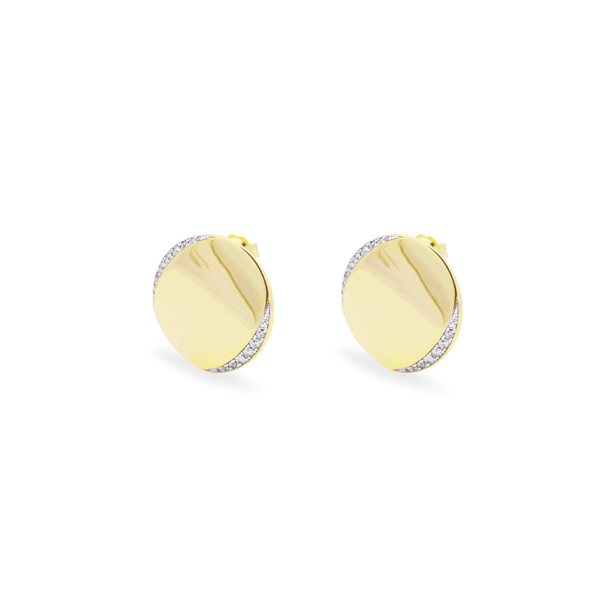 Earrings - Luxury BIG CIRCLE smooth earrings with zircon pavé - STARDUST TEN - 1 | Rue des Mille