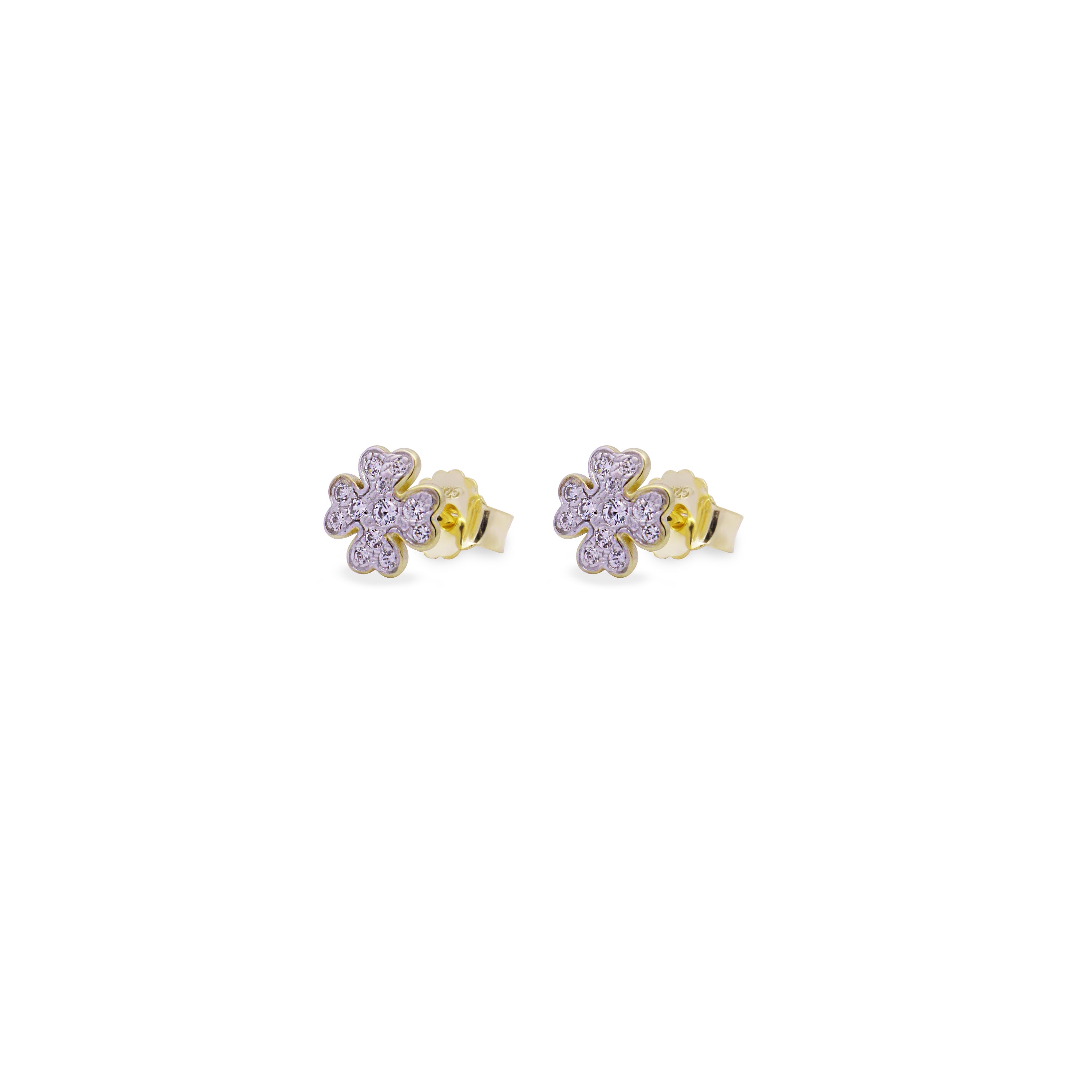 Earrings - Small pavè clover lobe earrings - STARDUST TEN - 1 | Rue des Mille