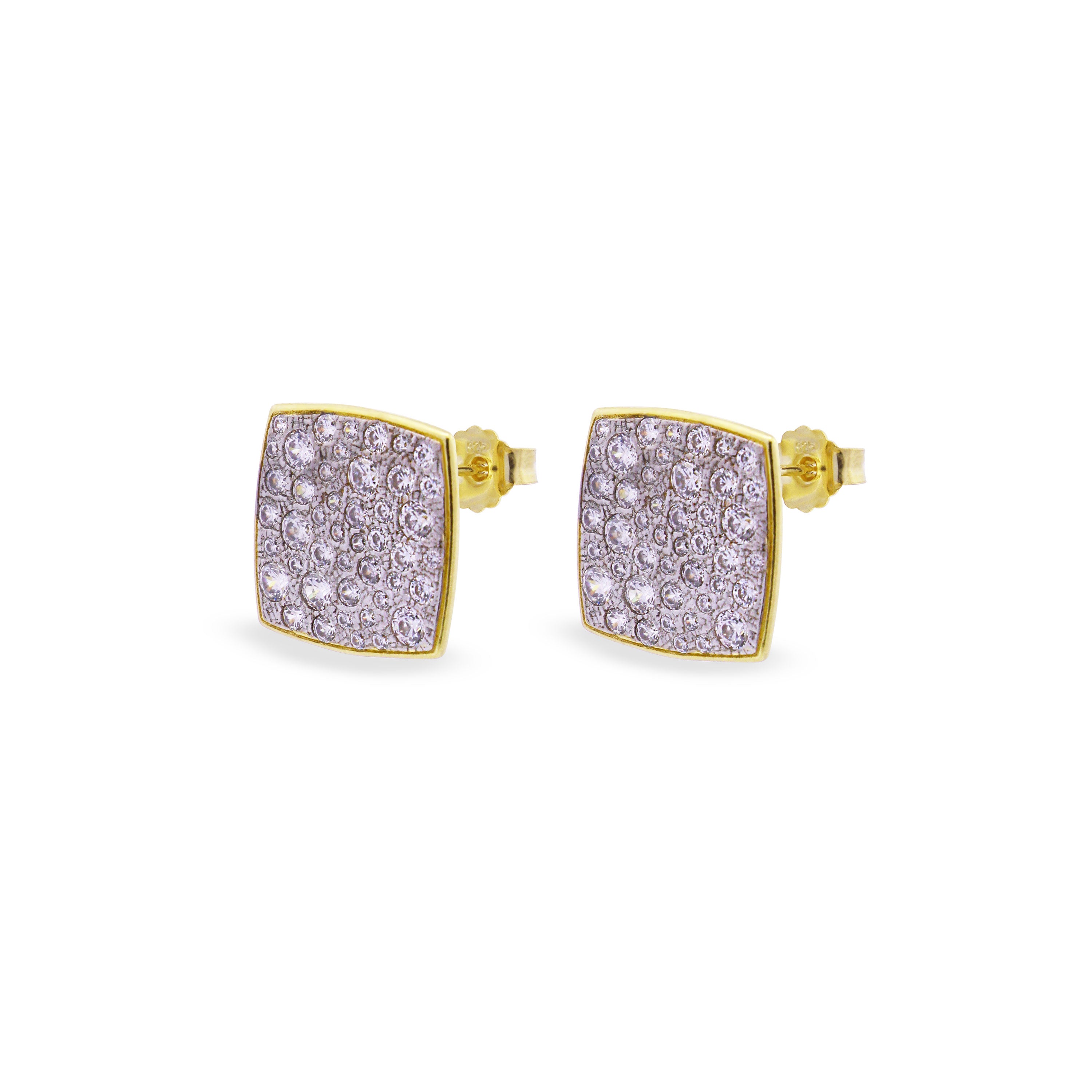 Earrings - Oversized pavé square lobe earrings - STARDUST TEN - 1 | Rue des Mille