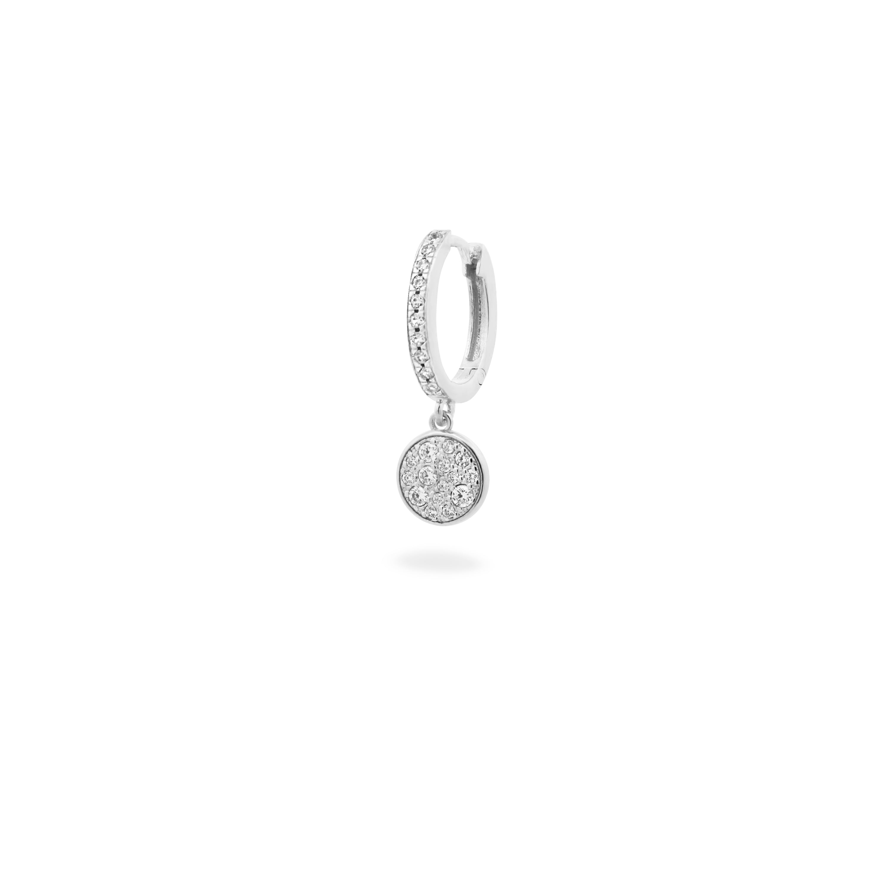Earrings - Single hoop pavè circle earring small - STARDUST TEN - 2 | Rue des Mille