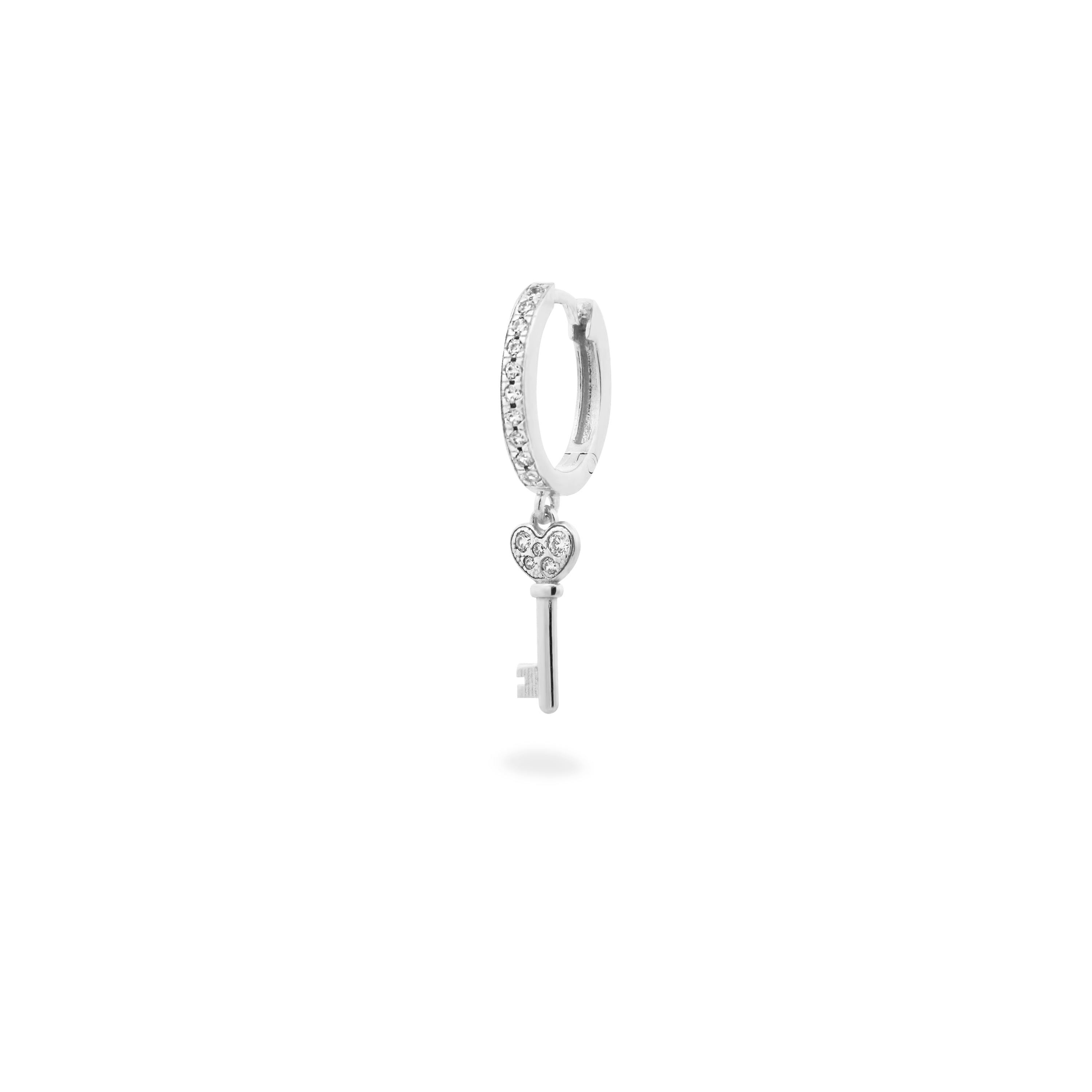 Earrings - Single hoop pavè key earring - STARDUST TEN - 2 | Rue des Mille