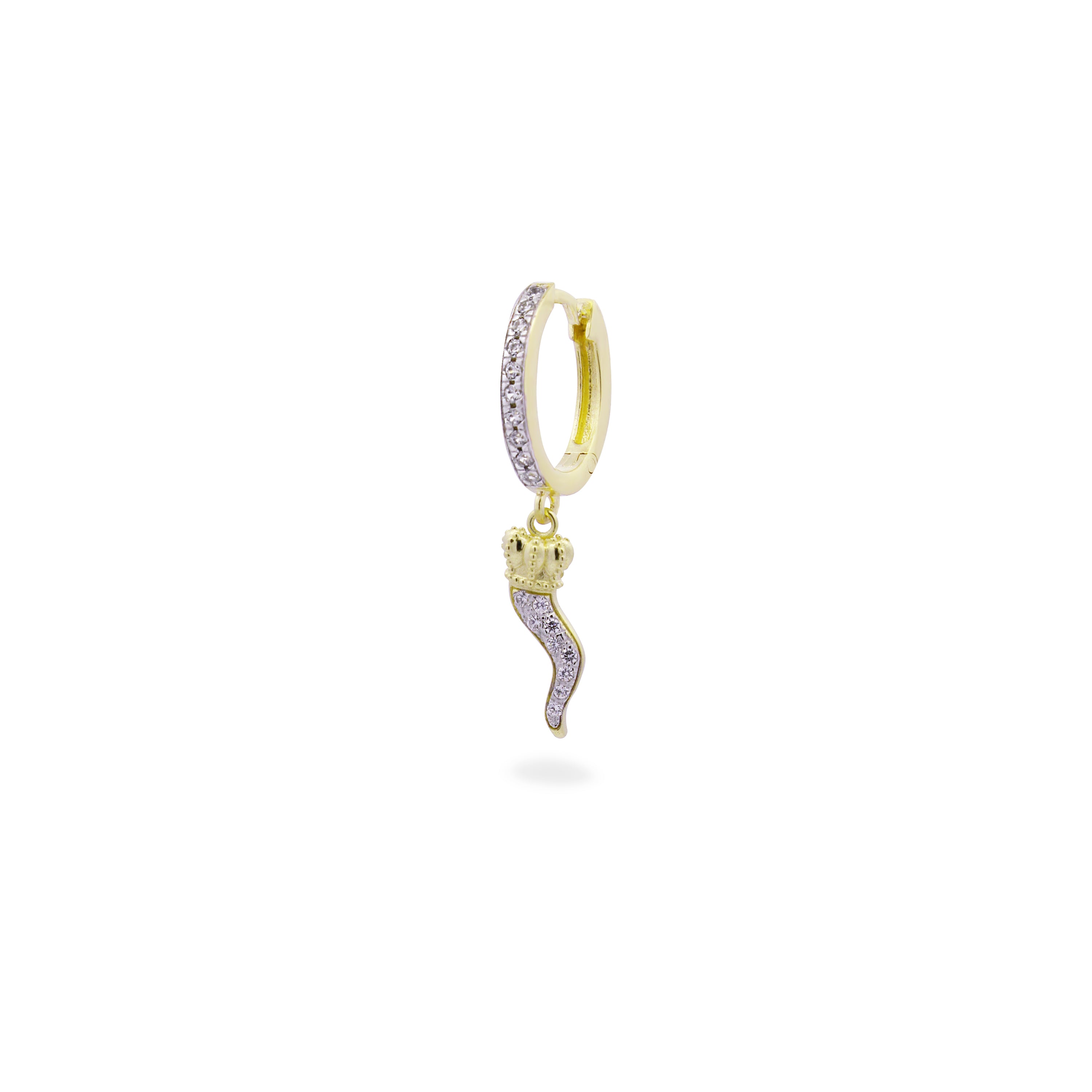 Single earring hoop pavè mini horn - STARDUST TEN