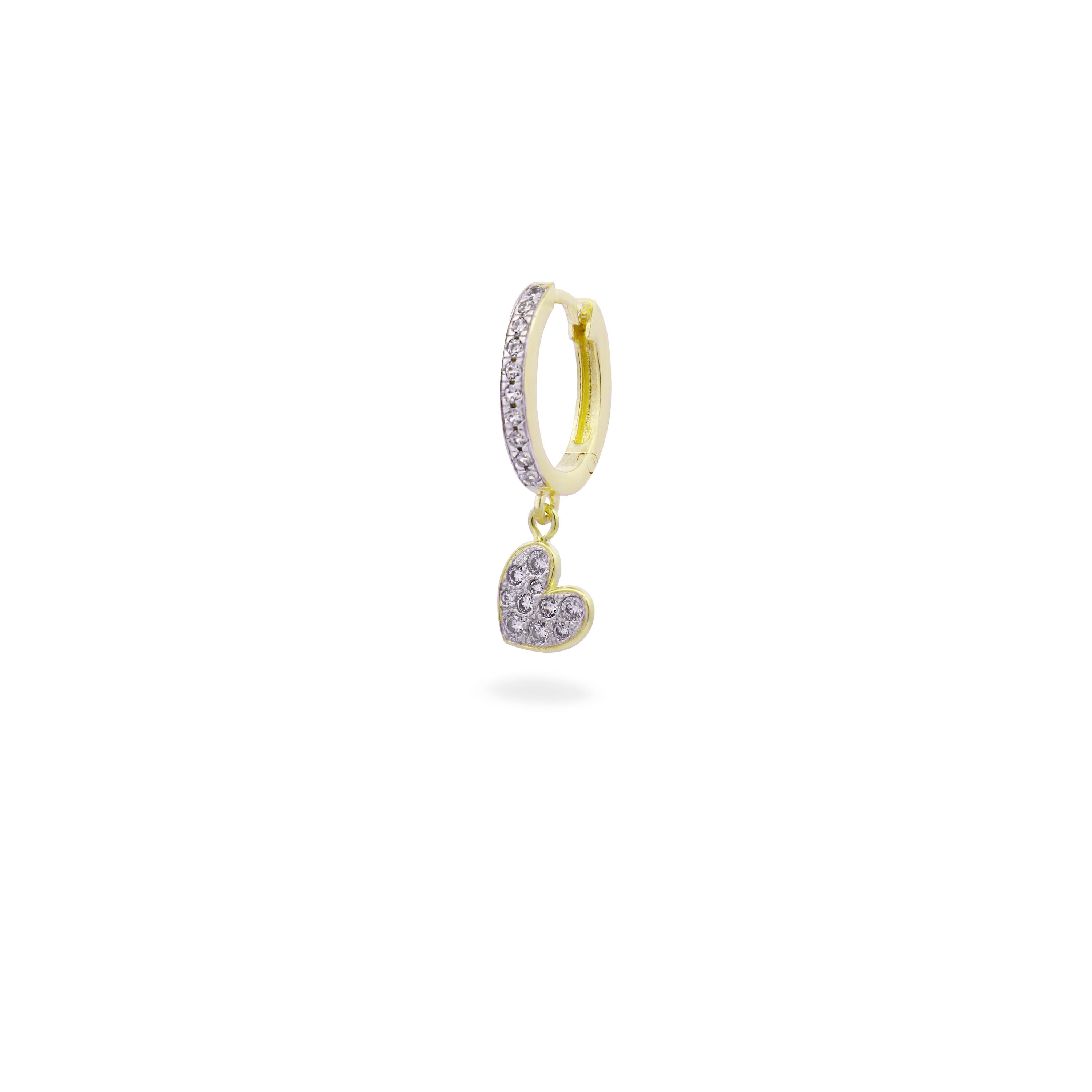 Single hoop pavè heart earring small- STARDUST TEN