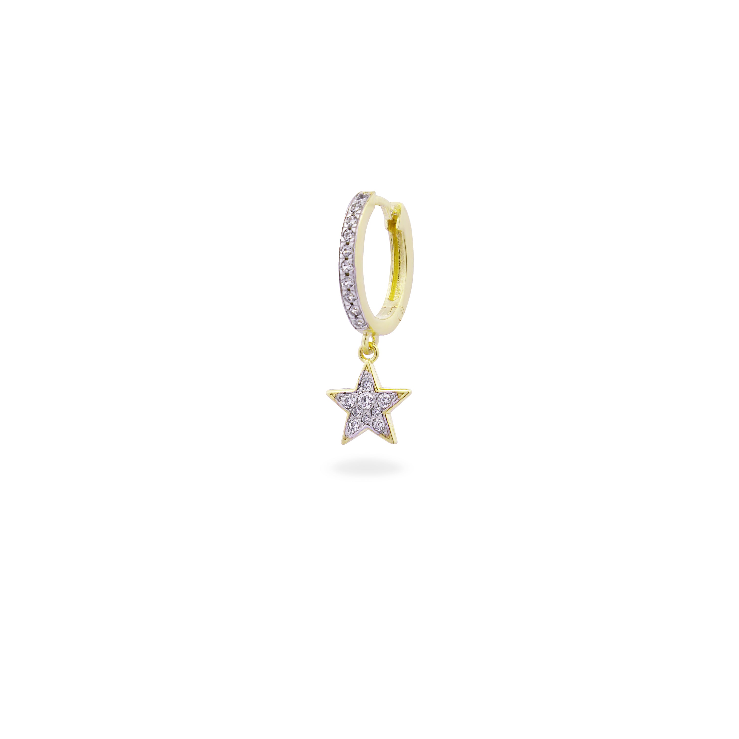 Earrings - Single hoop pavé star earring small - STARDUST TEN - 1 | Rue des Mille