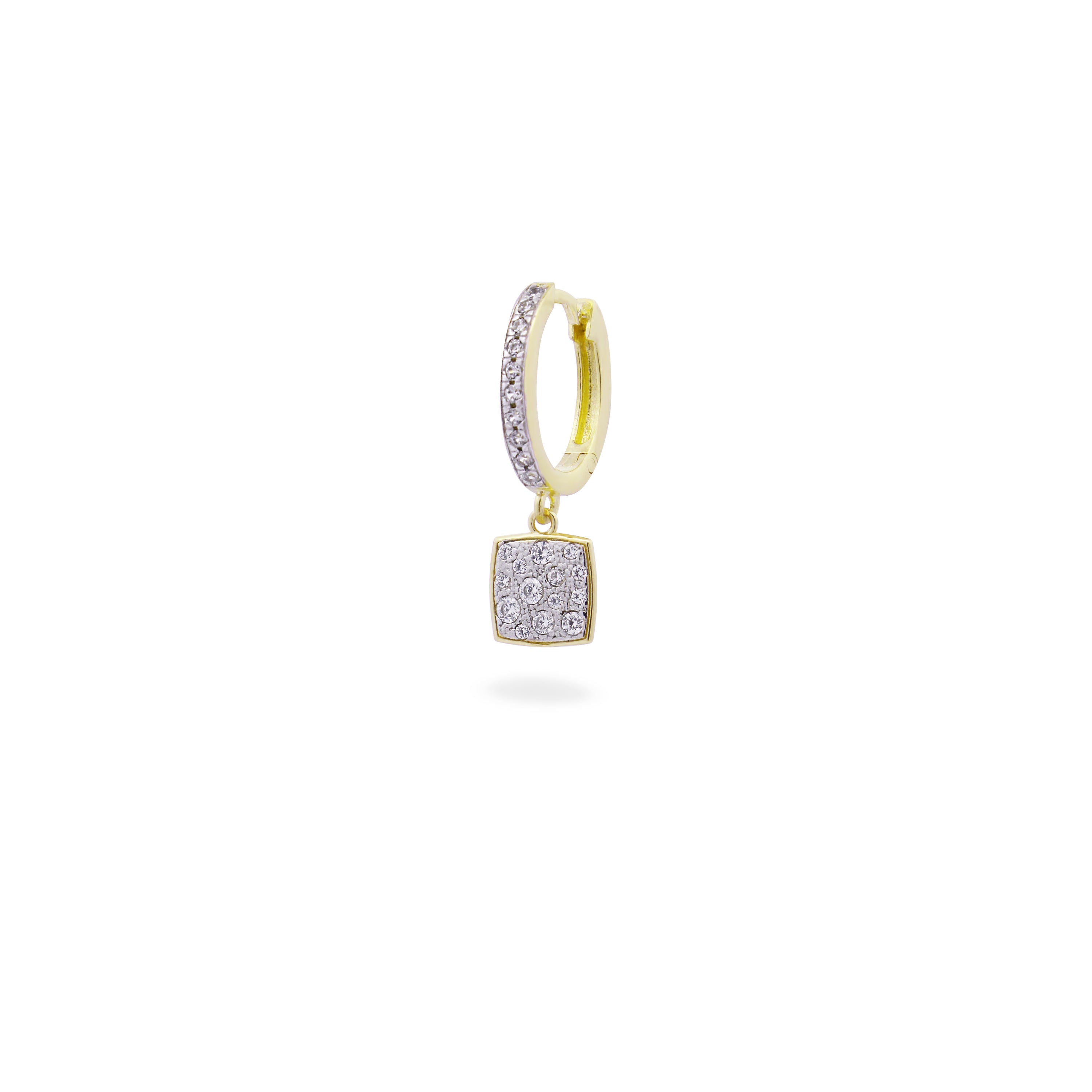 Earrings - Single hoop pavé square earring - STARDUST TEN - 1 | Rue des Mille