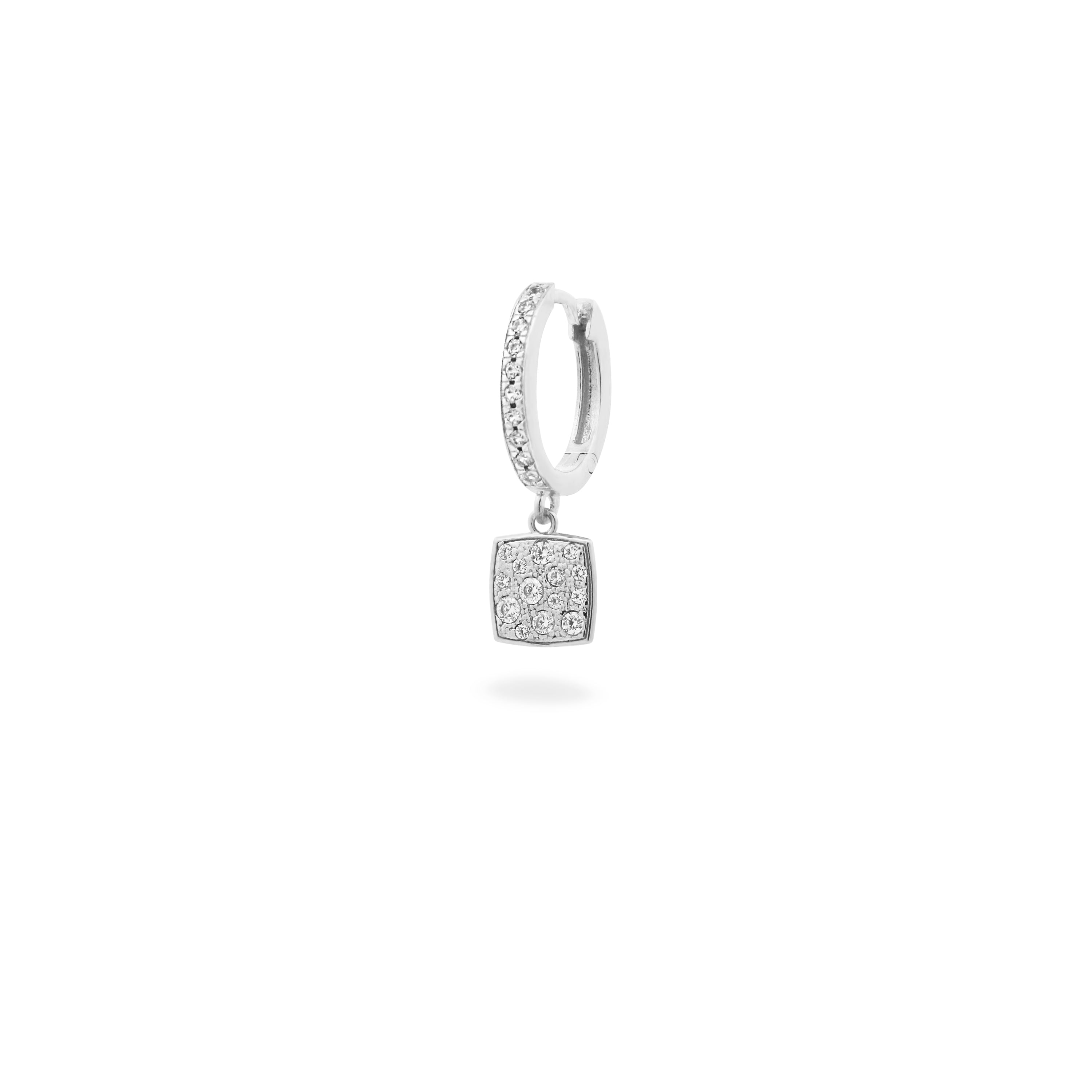 Earrings - Single hoop pavé square earring - STARDUST TEN - 2 | Rue des Mille