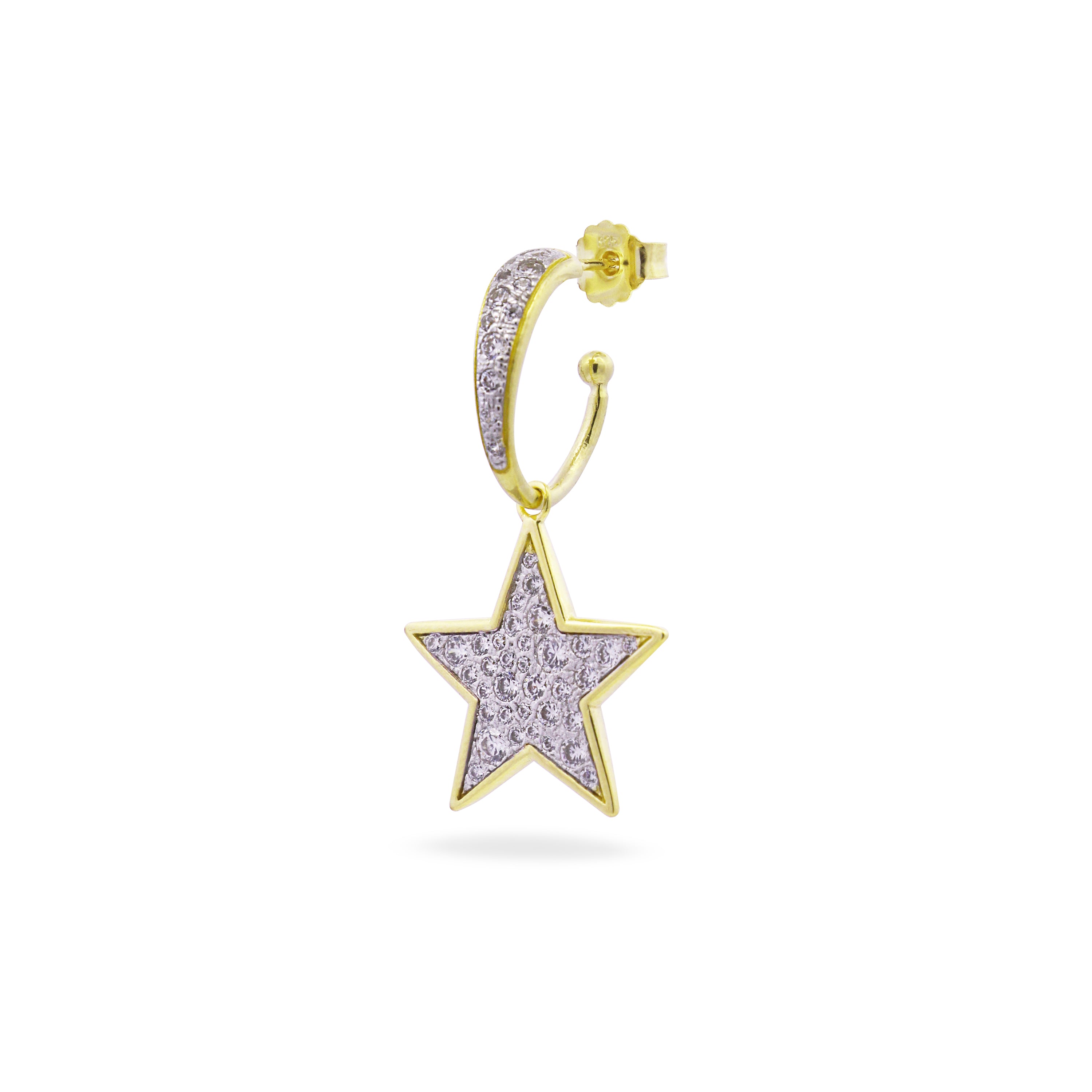 Earrings - Single hoop pavé star earring - STARDUST TEN - 1 | Rue des Mille